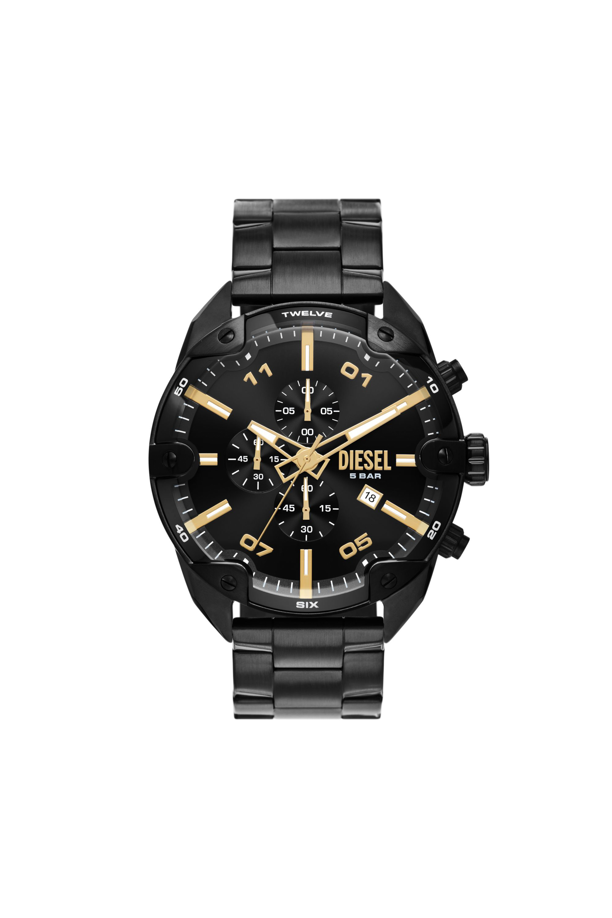Diesel - Spiked chronograph black stainless steel watch - Timeframes - Man - Black