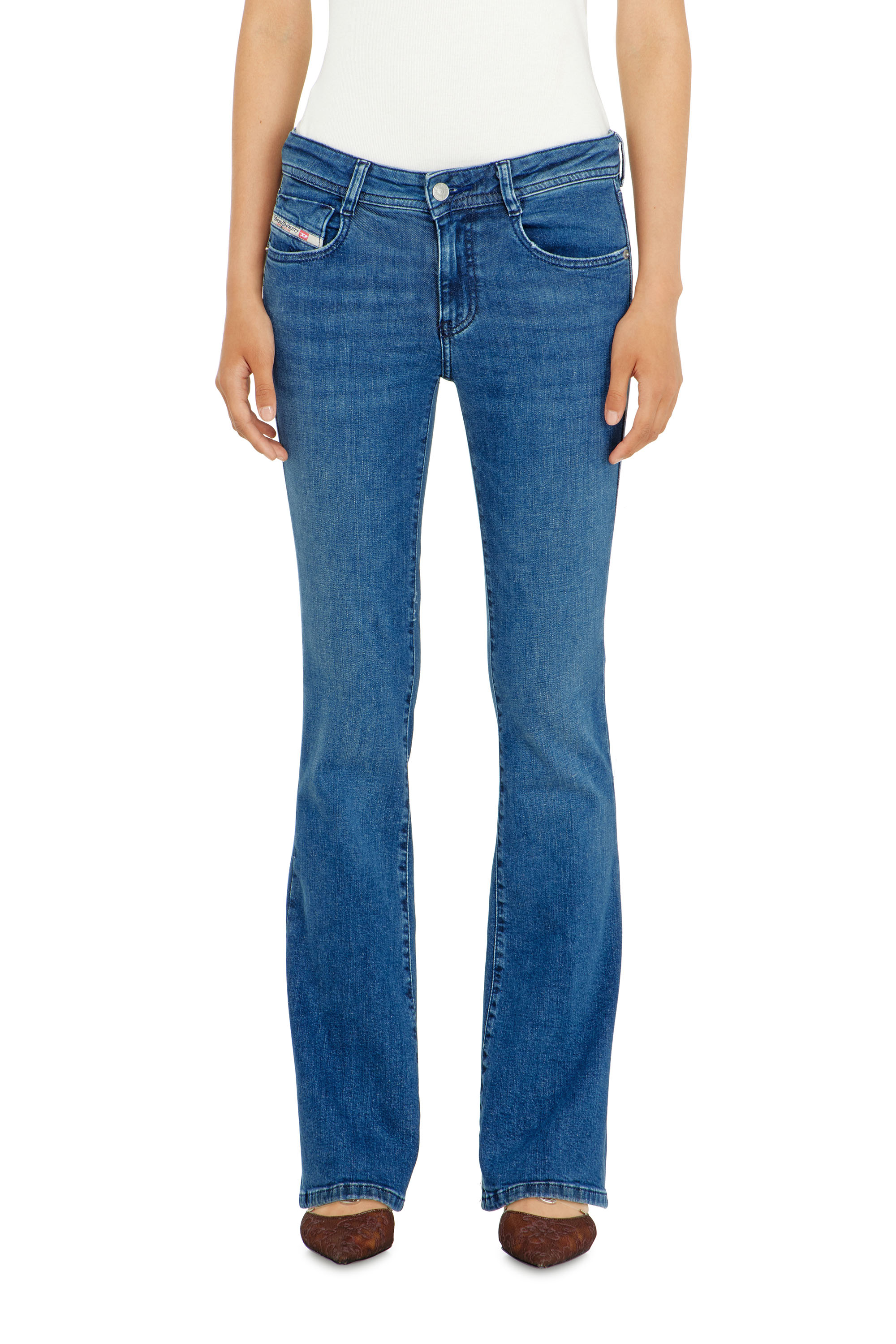 Diesel Mujer Azul Marino Vaqueros Bootcut Cintura Baja 1969 D-Ebbey, Azul Medio, Cremallera Talla 30
