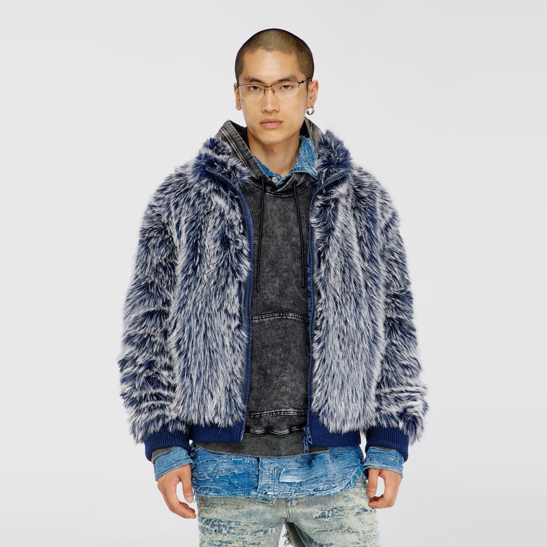 Diesel - Shaggy winter jacket - Winter Jackets - Man - Blue