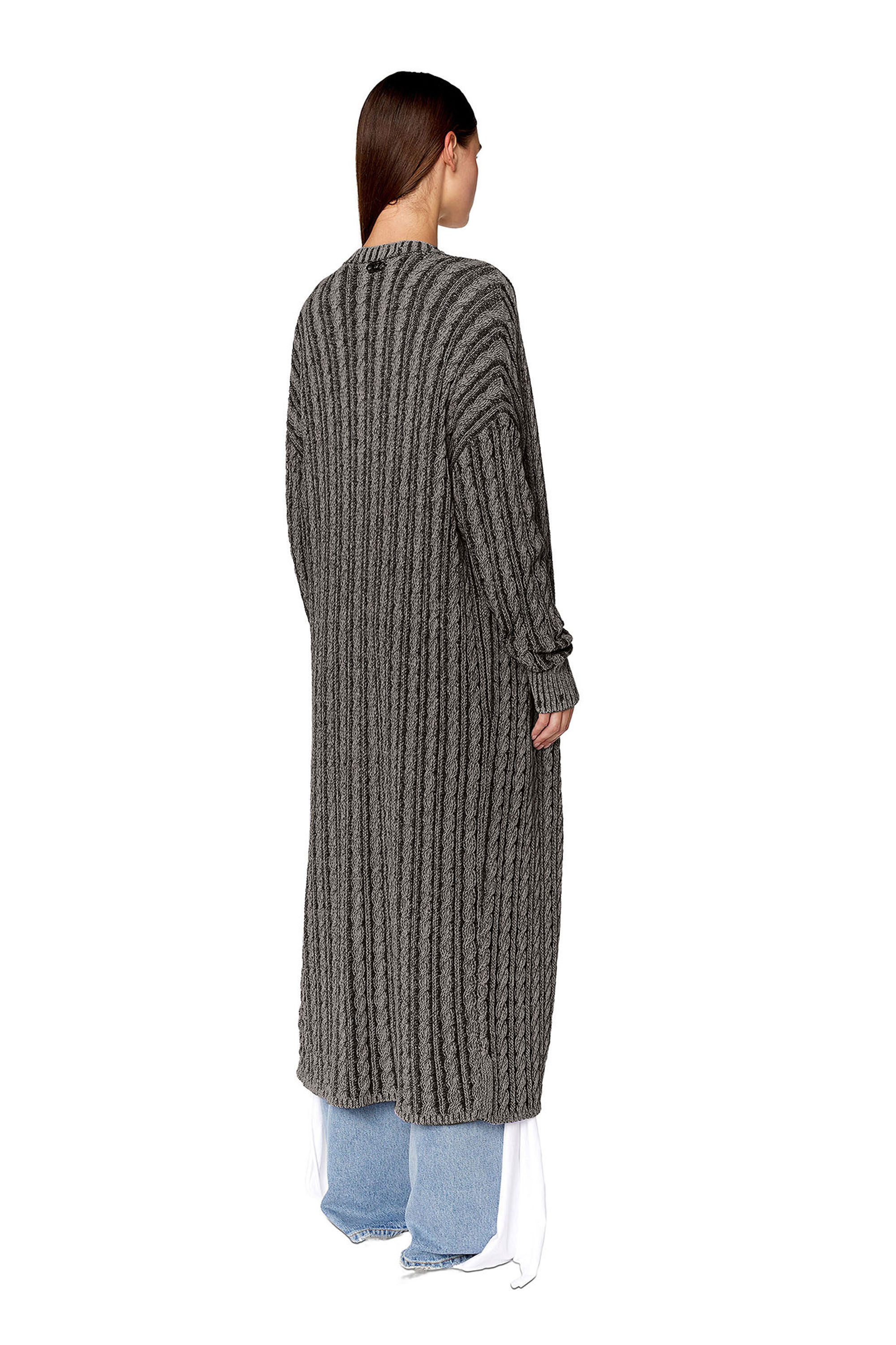 Diesel - Cardigan in cable-knit chenille - Knitwear - Woman - Grey