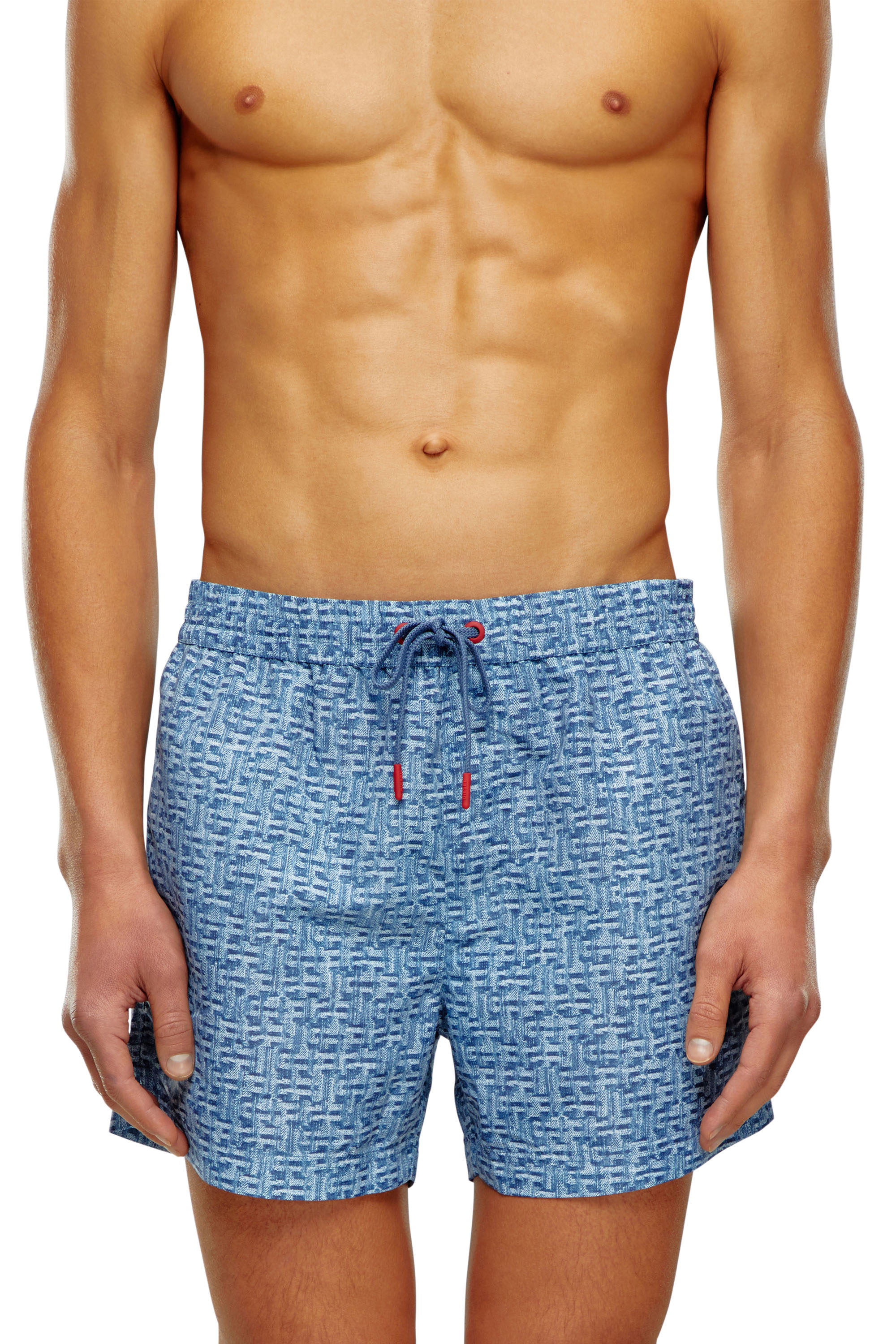 Diesel - Mid-length swim shorts with denim print - Swim shorts - Man - Blue