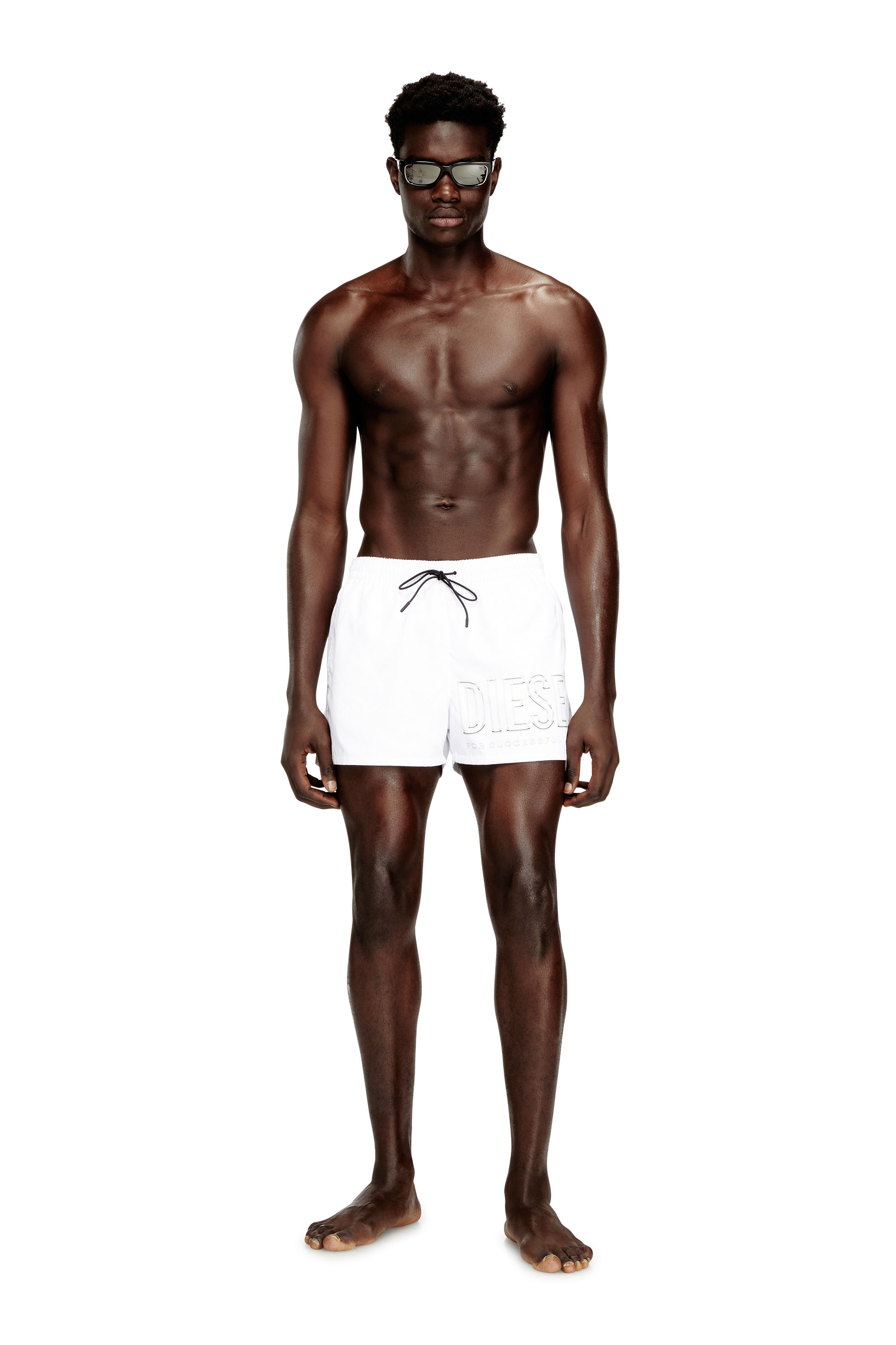 Diesel - OLYMPIC-34-D-CORE, Man's Mid-length swim shorts with outline logo in White - 2