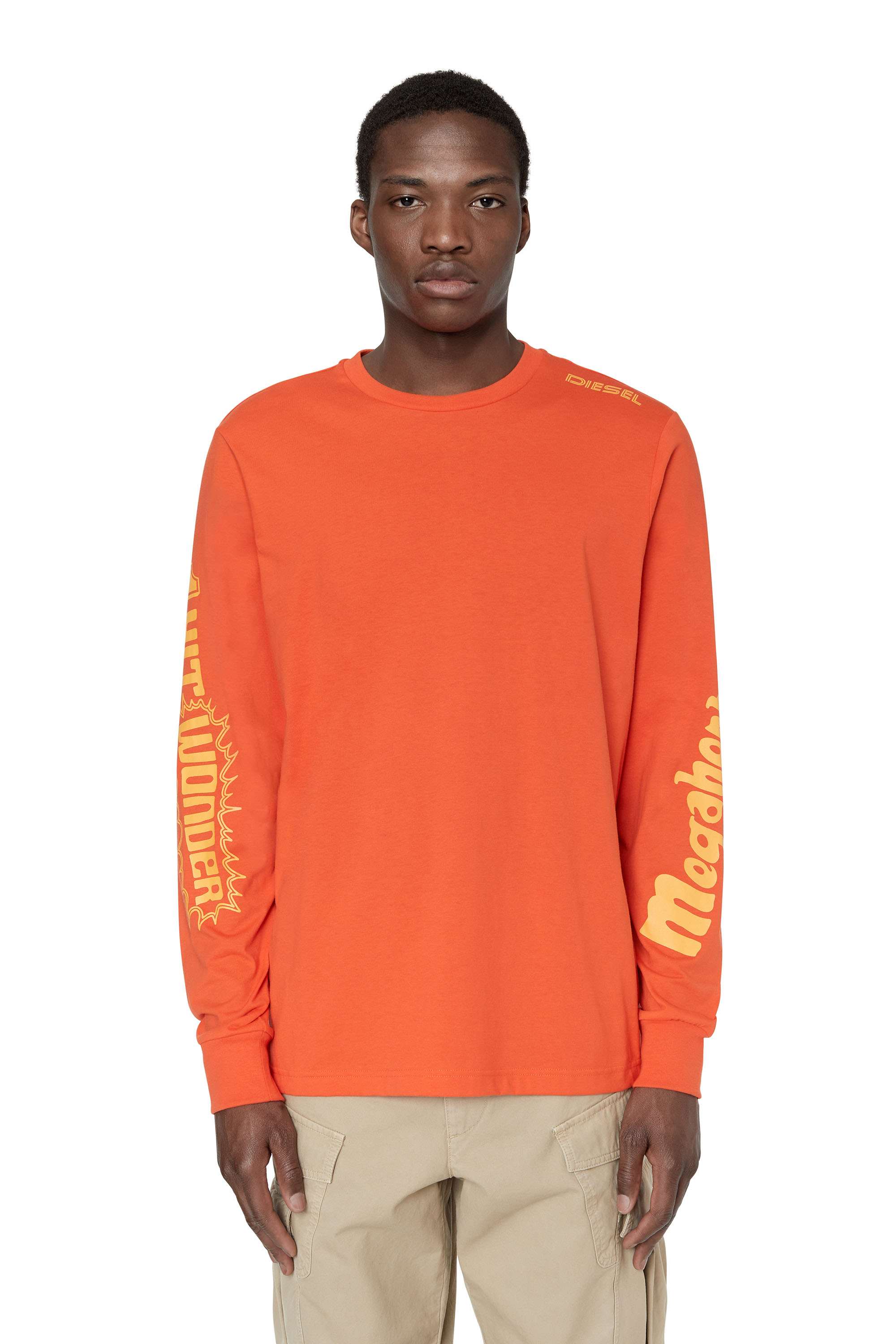 Diesel - T-shirt a maniche lunghe con stampe Megahertz - T-Shirts - Uomo - Arancione