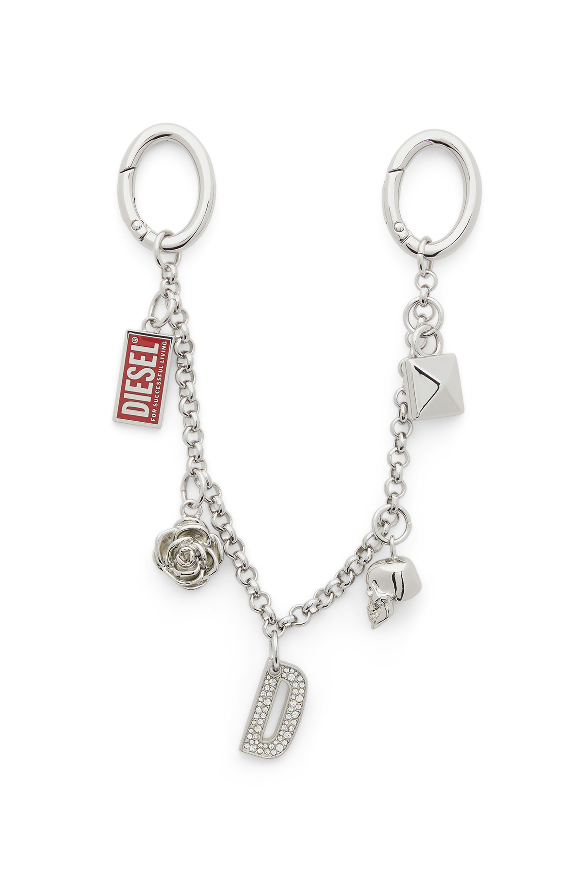 Diesel - CHAIN-D II S, Woman's Metal chain charm with iconic pendants in Silver - 1