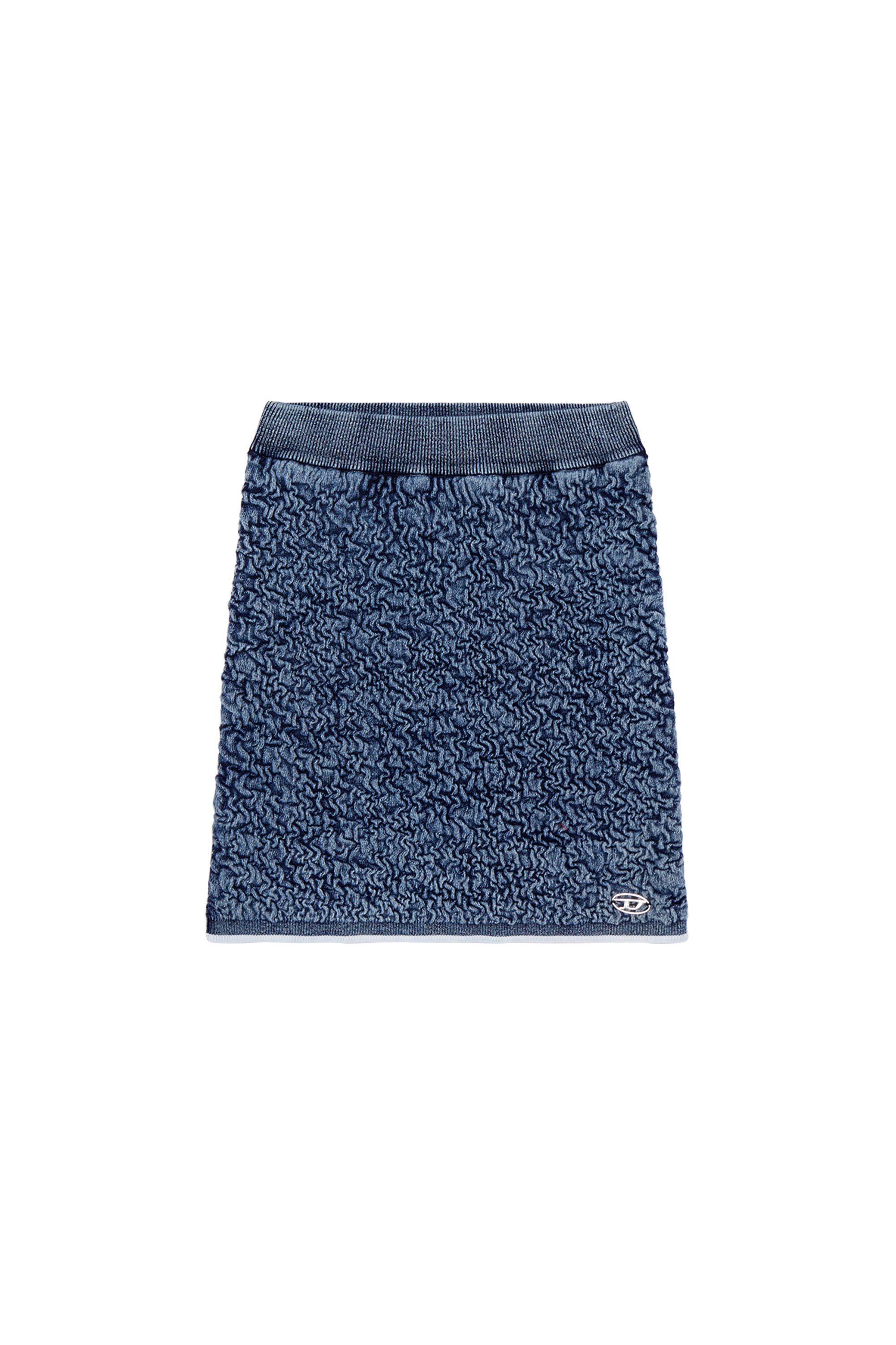 Diesel Mini Skirt With Smock Stitching In Blue