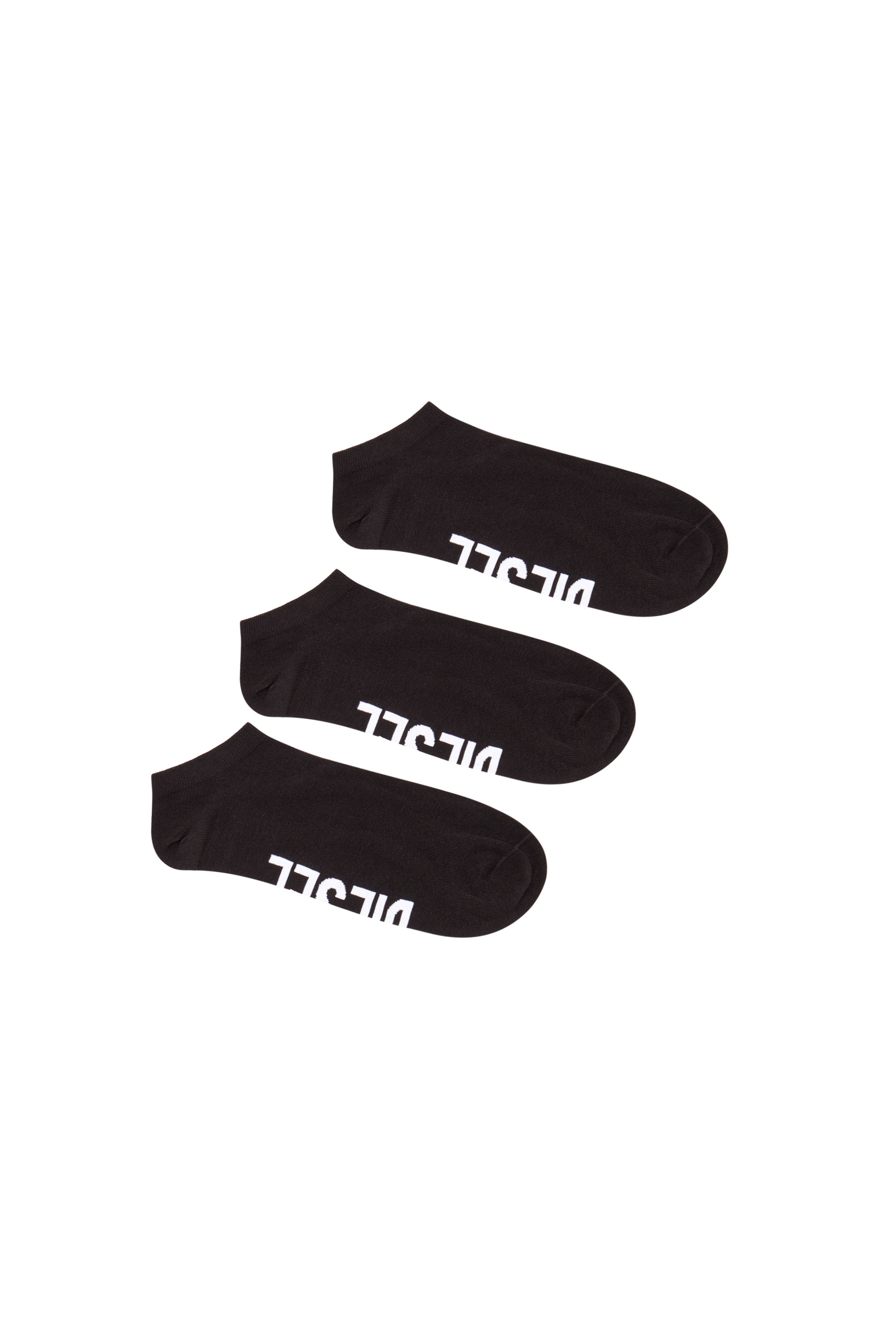 Shop Diesel 3-pack Low-cut Logo Instep Socks In Black