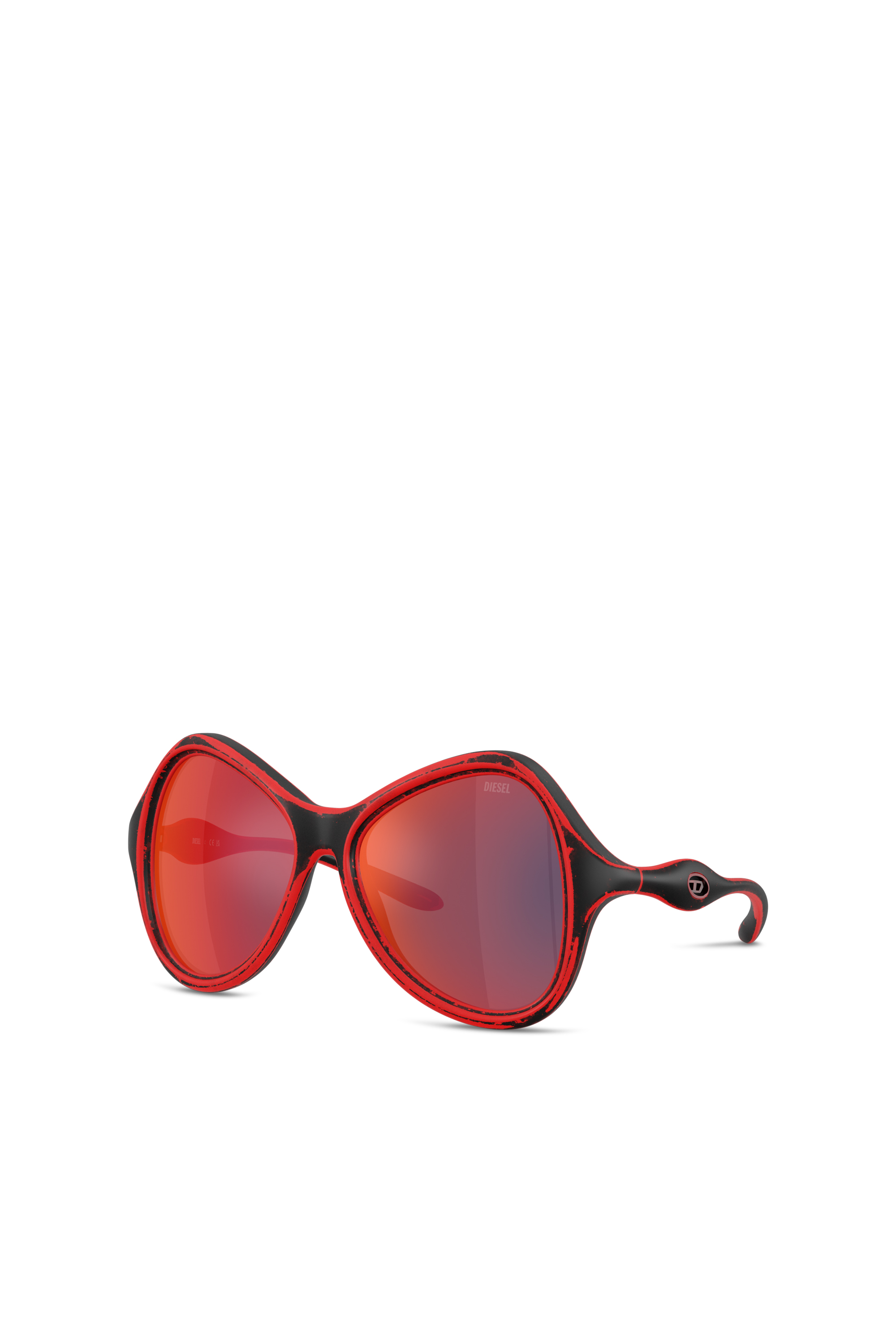 Diesel - 0DL3010U, Unisex's Cat-eye style sunglasses in Black/Red - 1