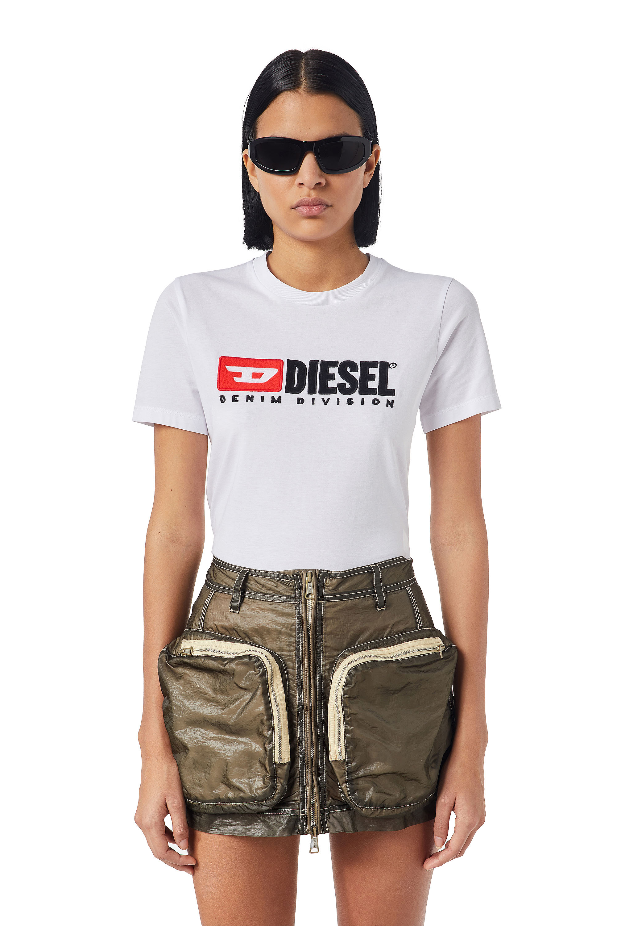 Diesel - T-shirt con applicazioni in pile - T-Shirts - Donna - Bianco