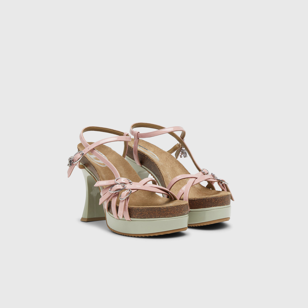 Diesel - D-Woodstock-Sandales à plateforme à brides en PU brillant - Sandales - Femme - Polychrome