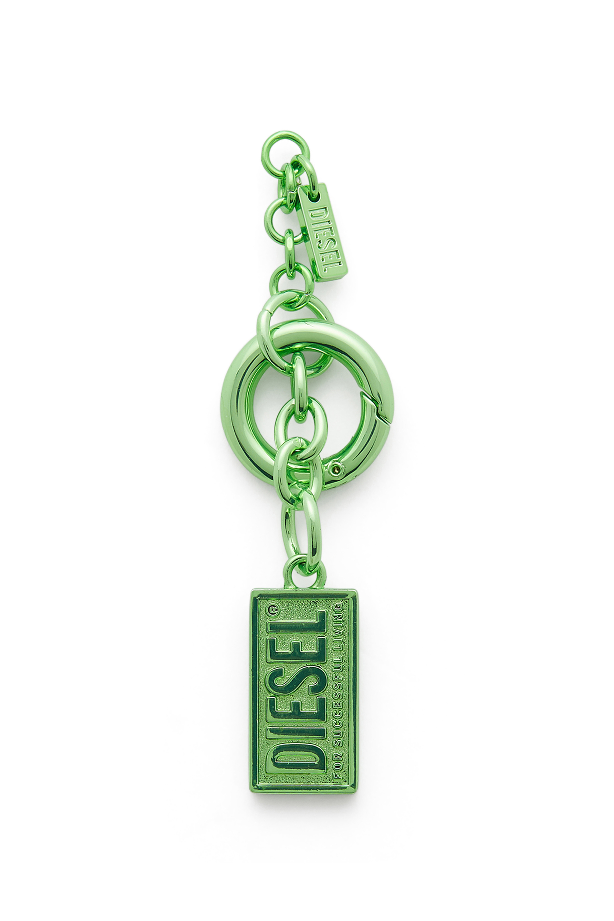 Diesel Women's Green - Metal Keyring With Biscotto Logo Charm - Charms And Keyrings - Woman Uni
