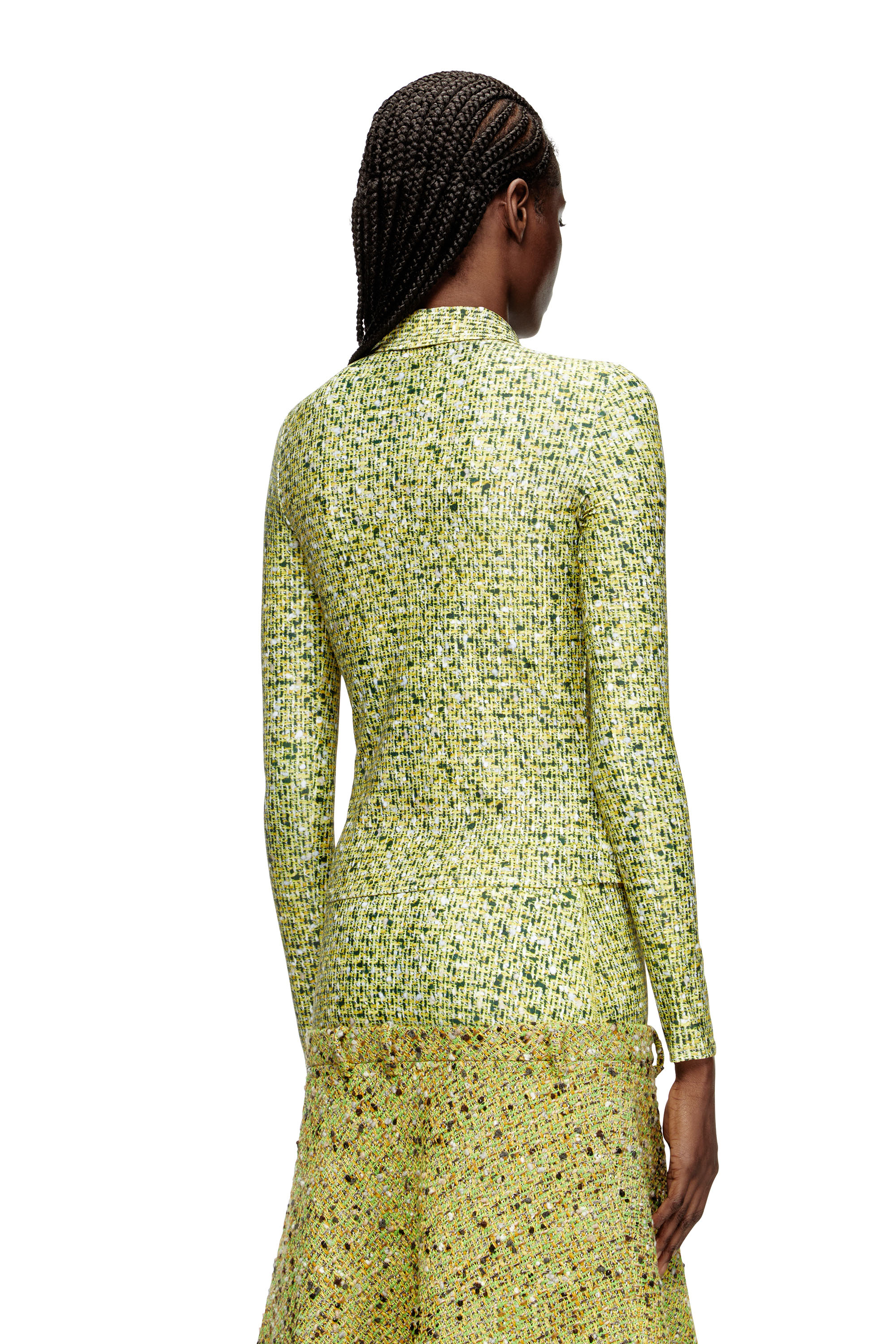 Diesel - C-ELAZ-BC, Woman's Stretch fabric shirt with boucl&eacute; print in Yellow - 4