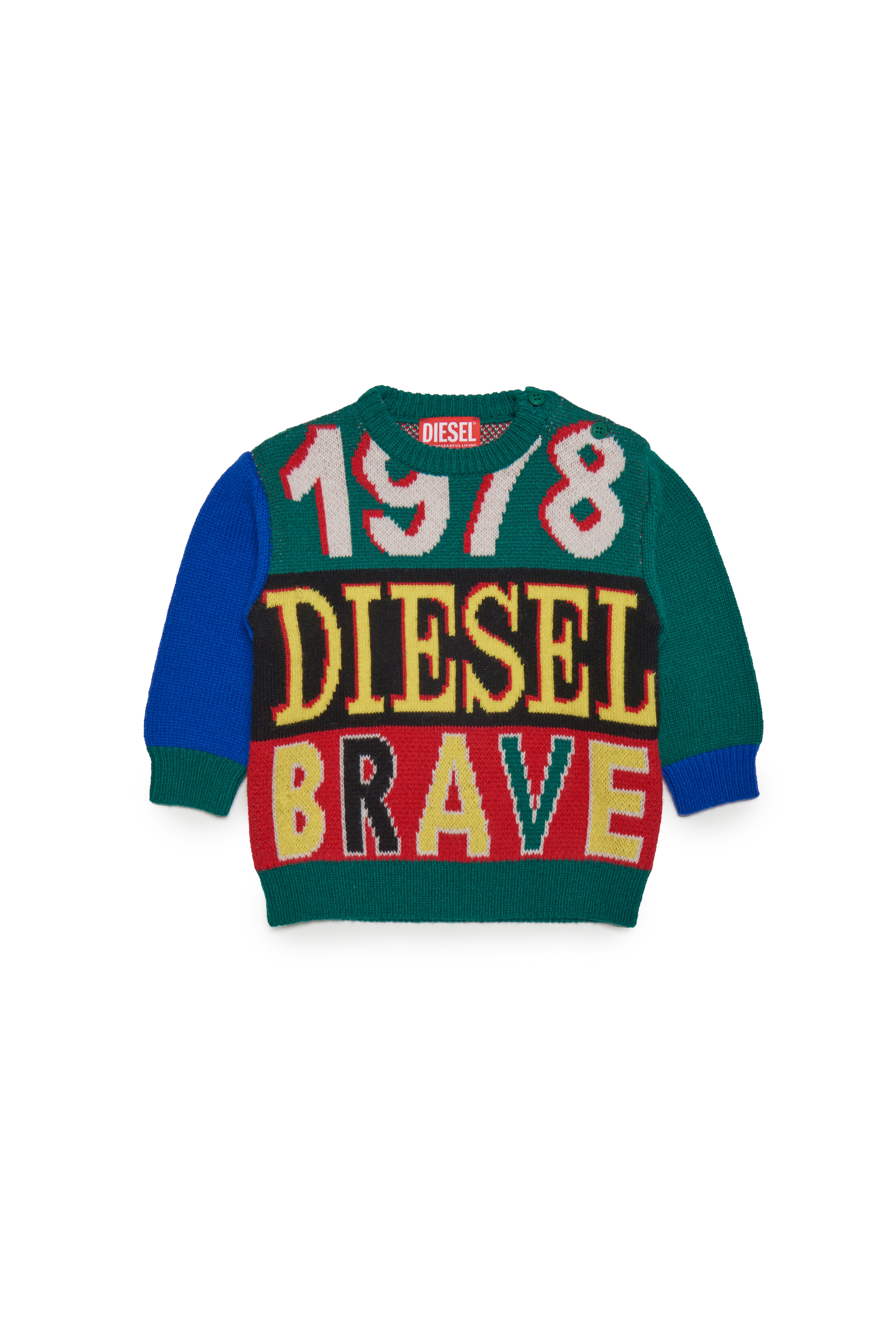 Diesel - Pull color-block avec maxi logo - Pull Maille - Mixte - Polychrome