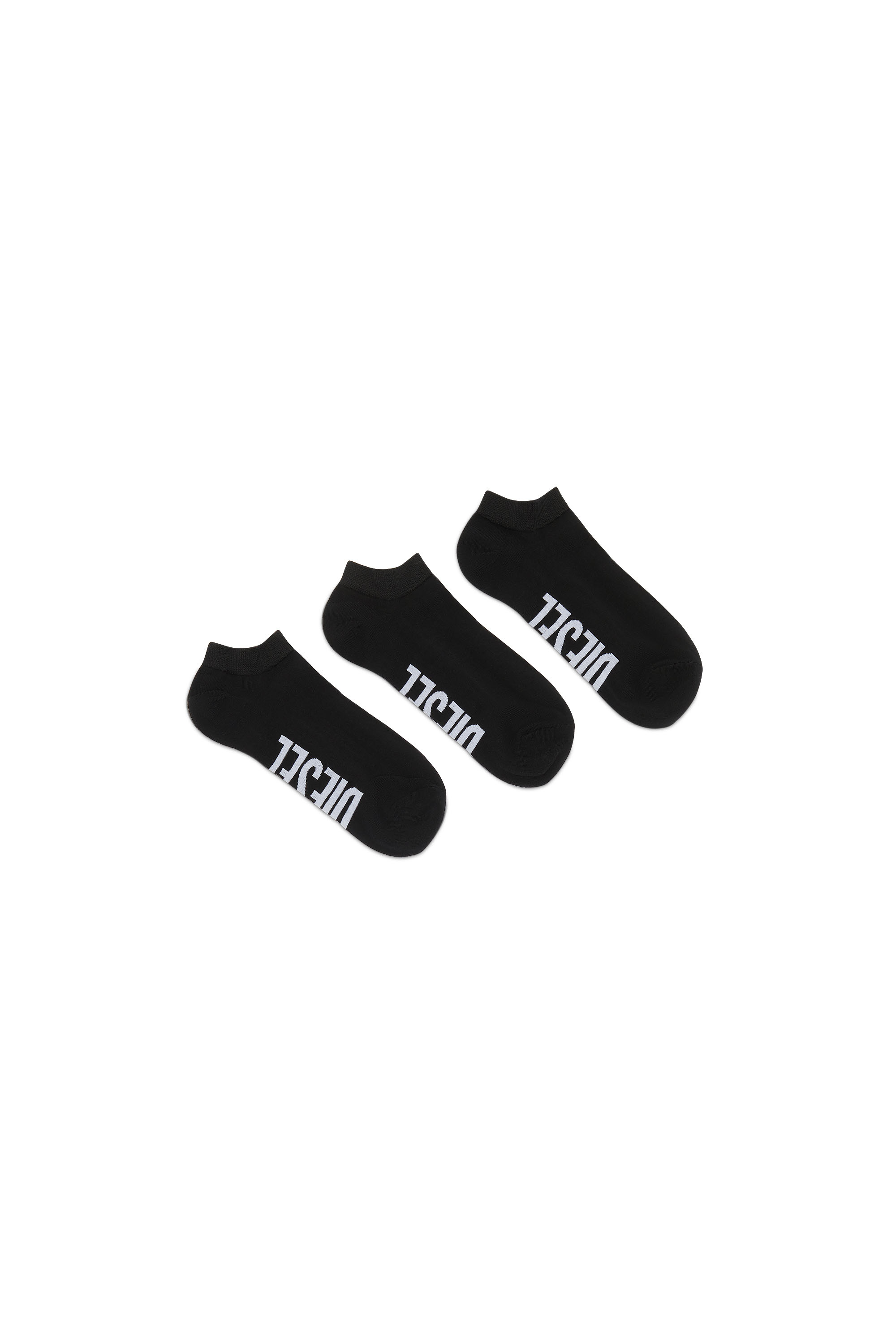 Diesel Three-pack Low-cut Logo Socks In Nero