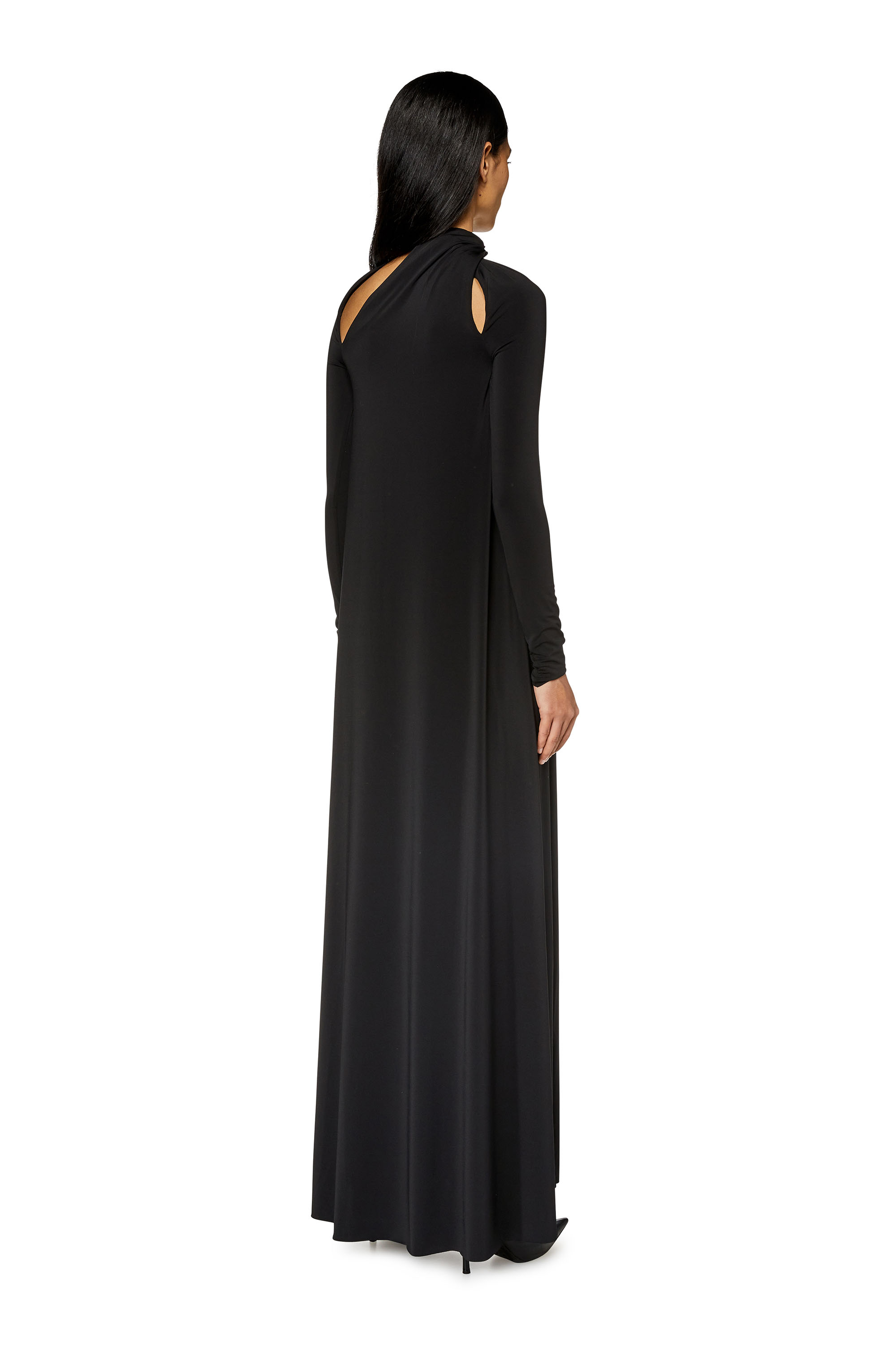 Diesel - Cut-out halterneck gown with logo choker - Dresses - Woman - Black