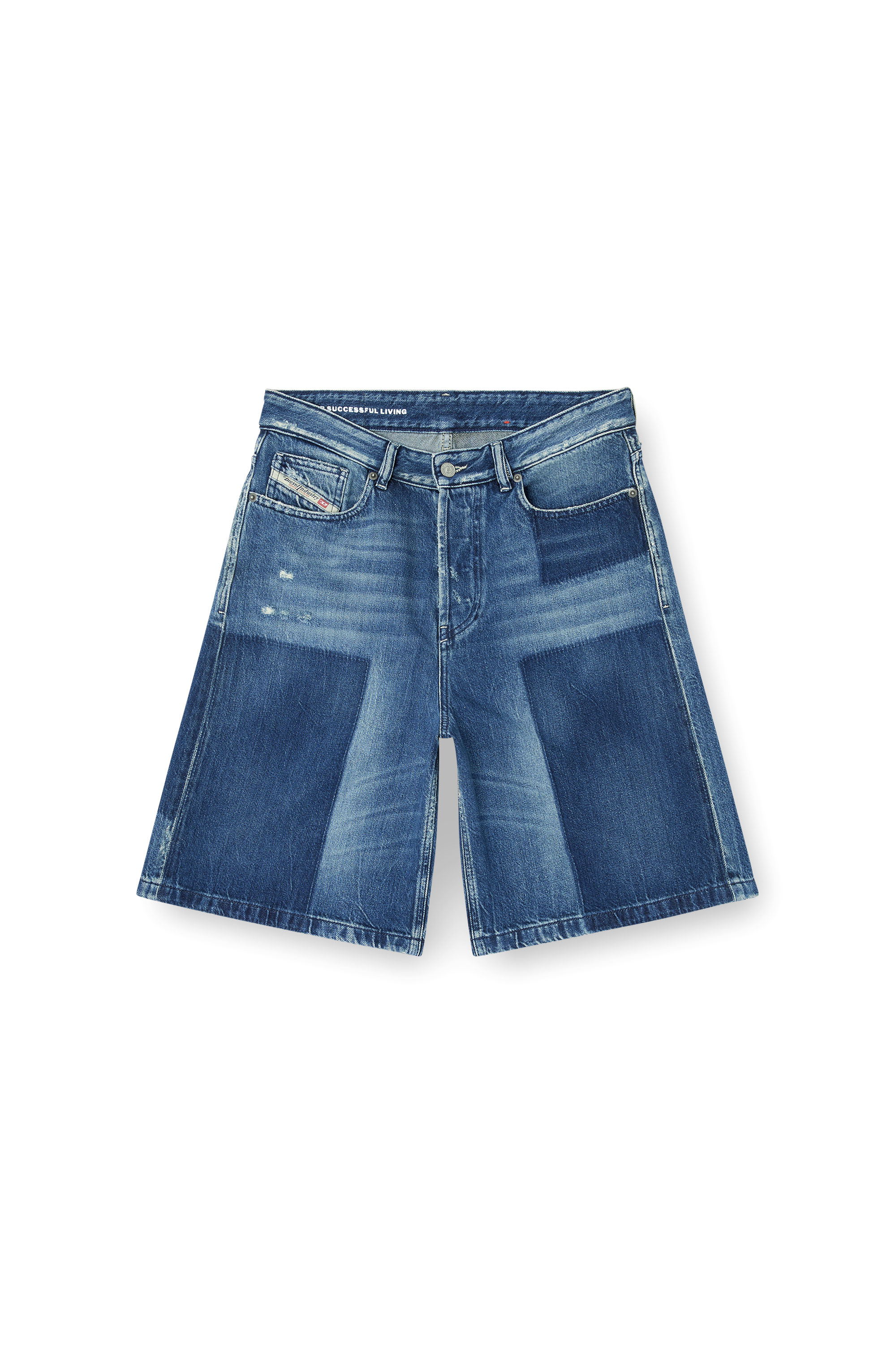 Diesel - DE-SIRE-SHORT, Woman's Shorts in contrast-effect denim in Medium blue - 3