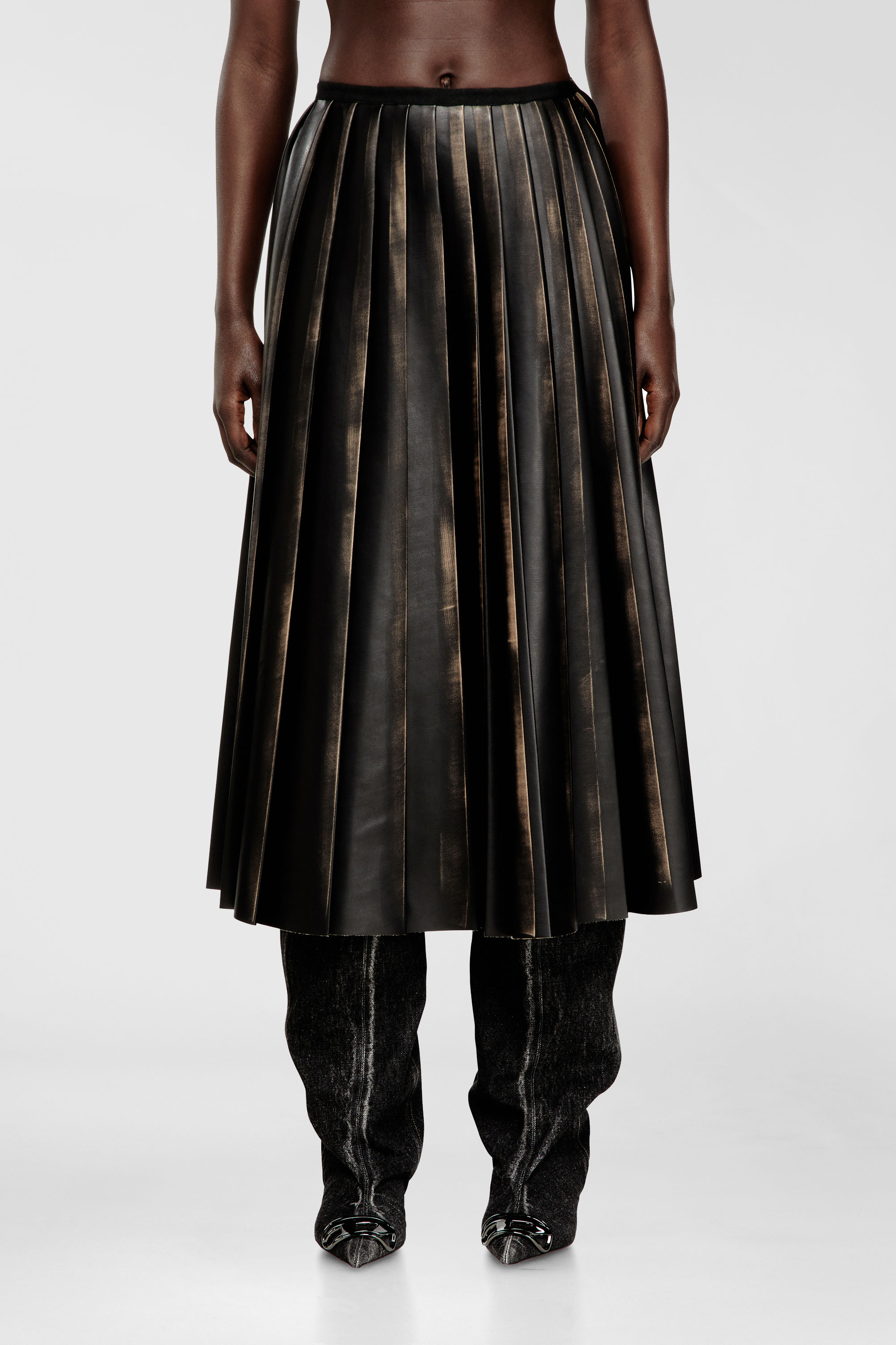 Diesel - Distressed pleated midi skirt - Skirts - Woman - Multicolor