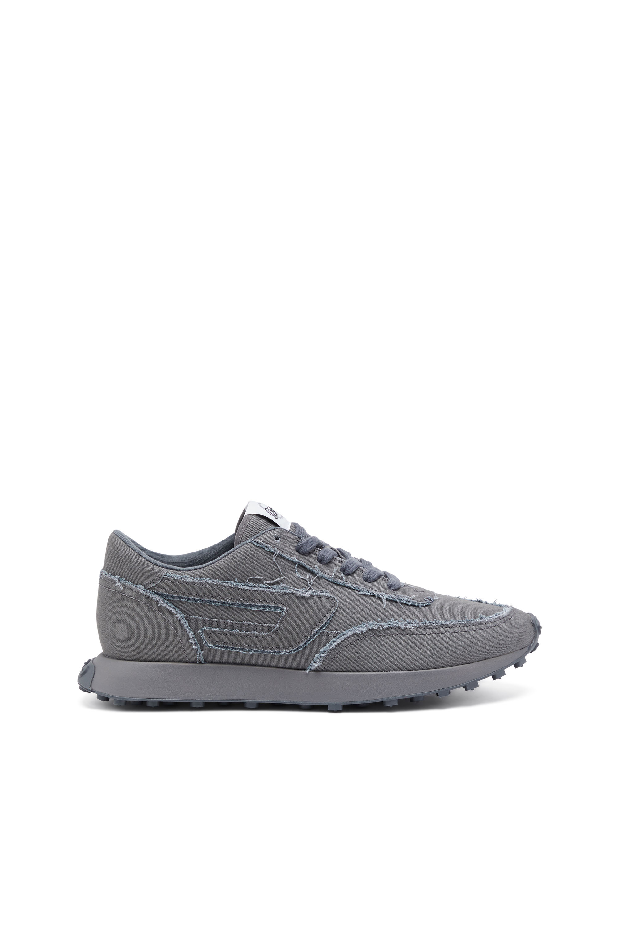 Diesel Canvas Sneakers With Frayed Edges In Grey