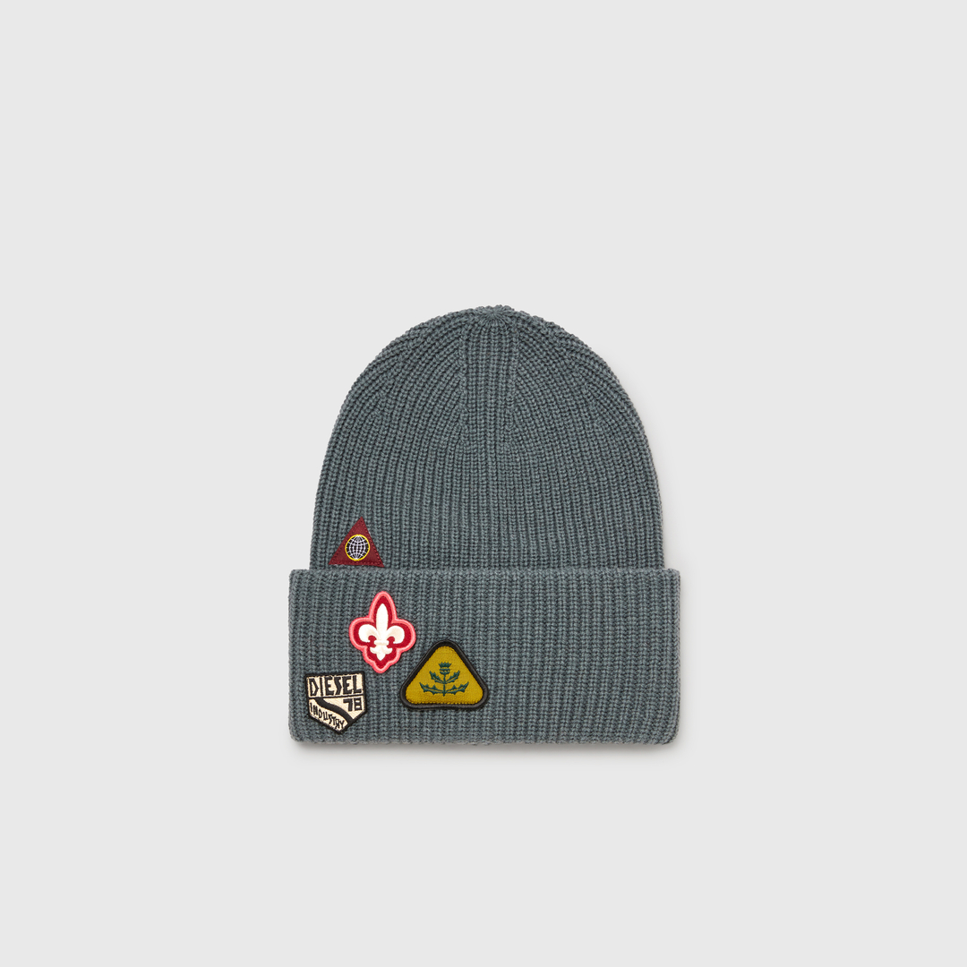 Diesel - Bonnet en laine avec patchs logo - Bonnets - Mixte - Gris