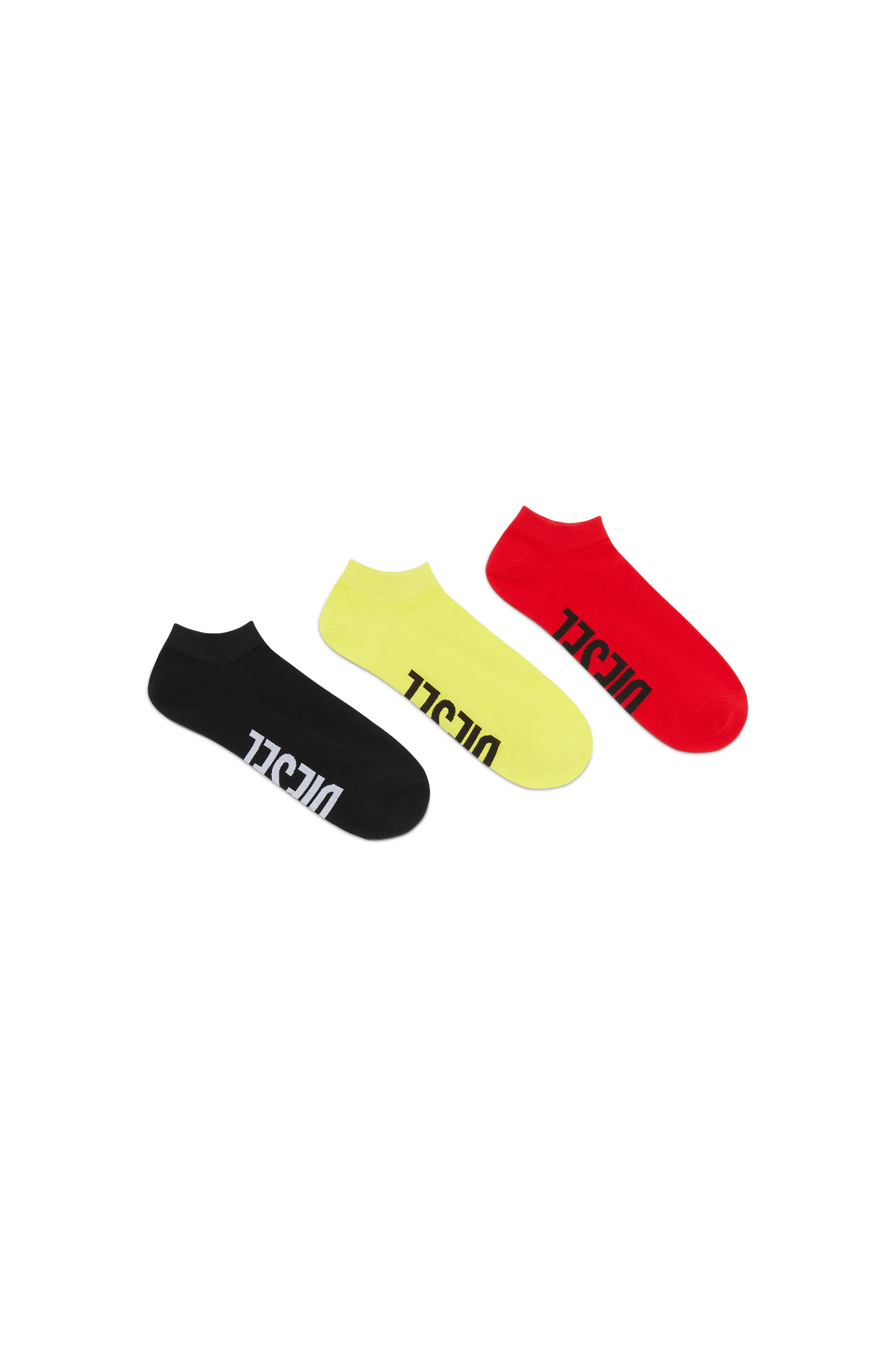 Diesel Three-pack Low-cut Logo Socks In Multicolor