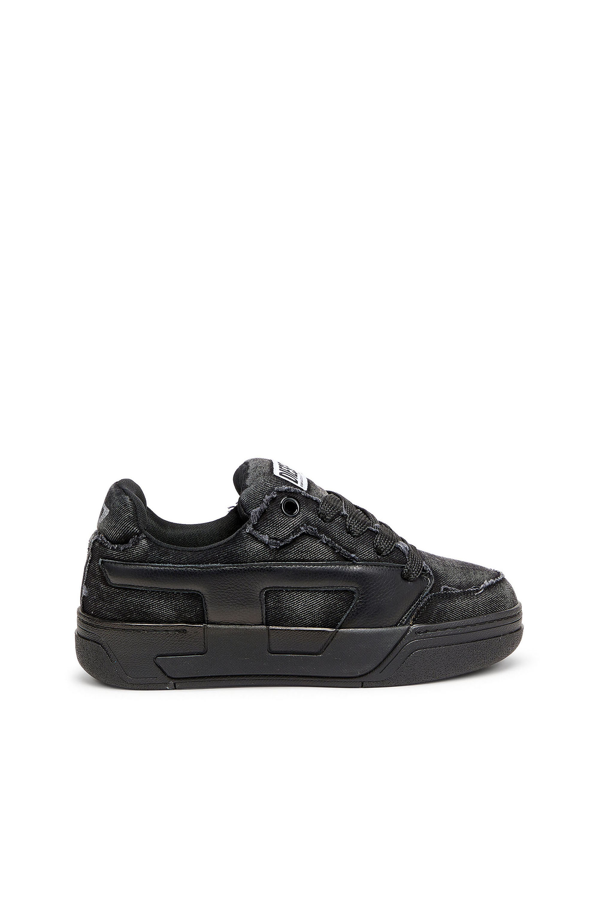 Diesel Homem Preto - S-D-Ollie - Sneakers In Frayed Denim E Leather - Sneakers - Man Tamanho 40