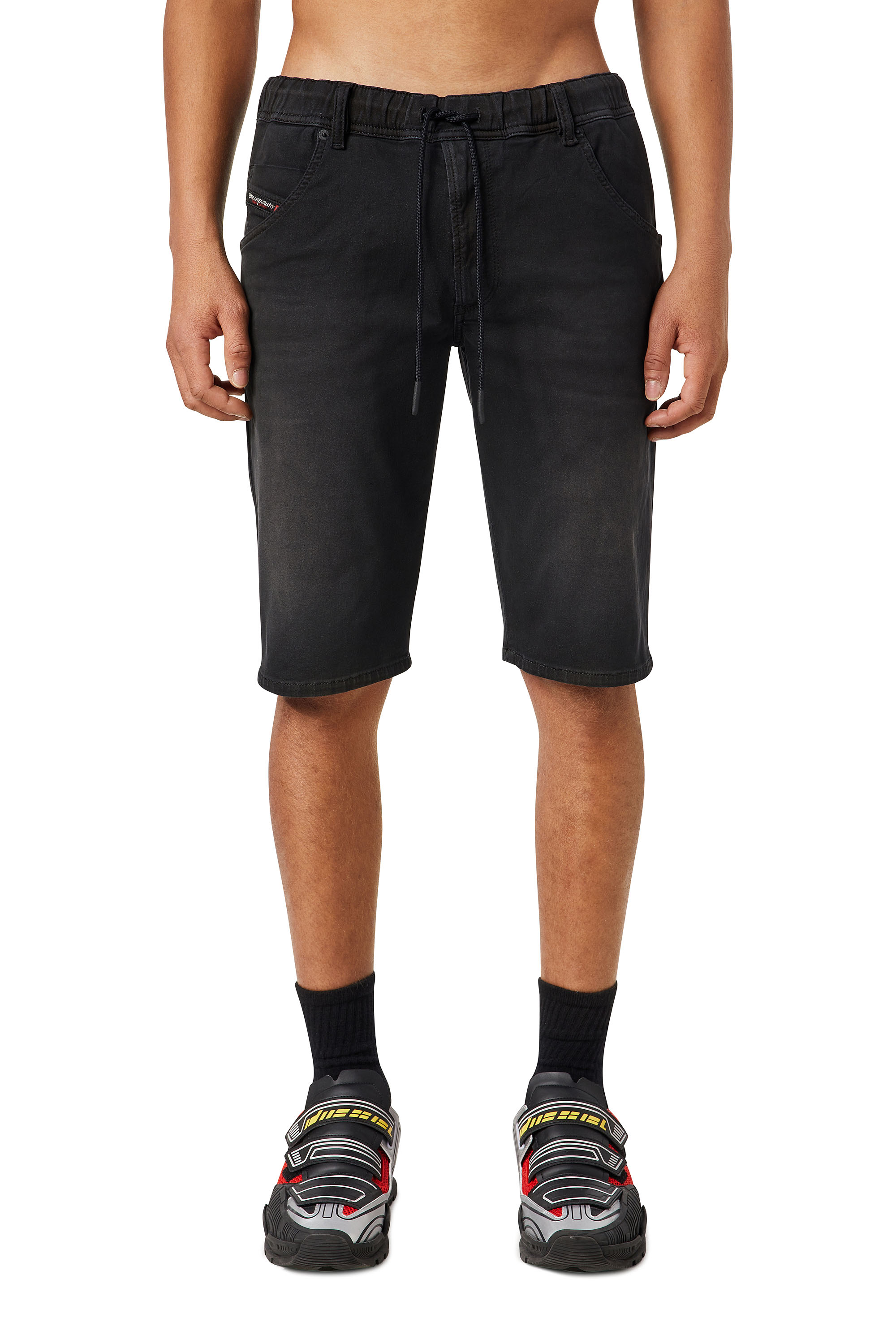 Diesel Slim Shorts In Dyed Jogg Jeans In Black