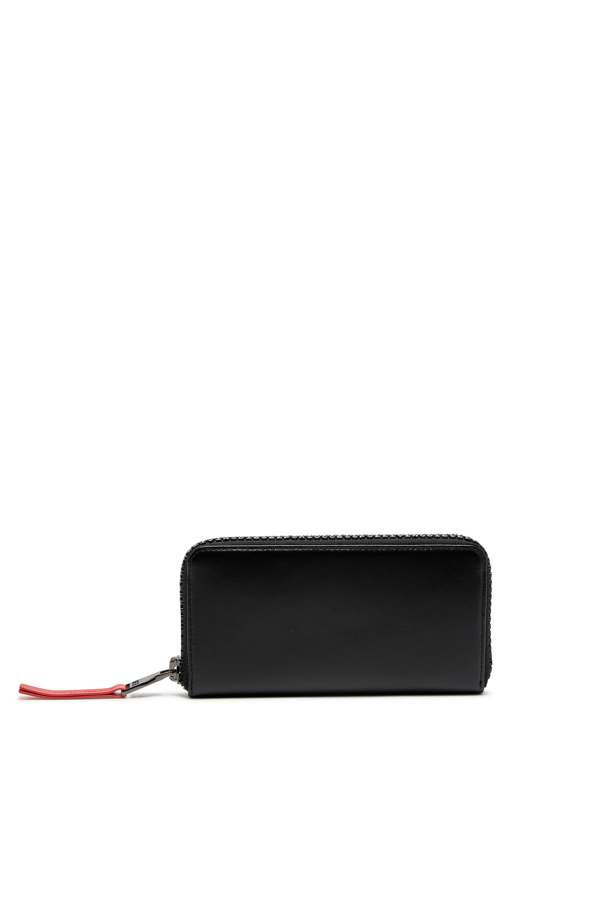 Diesel Men's Black - Long Leather Wallet With Logo Zip - Zip-Round Wallets - Man Uni