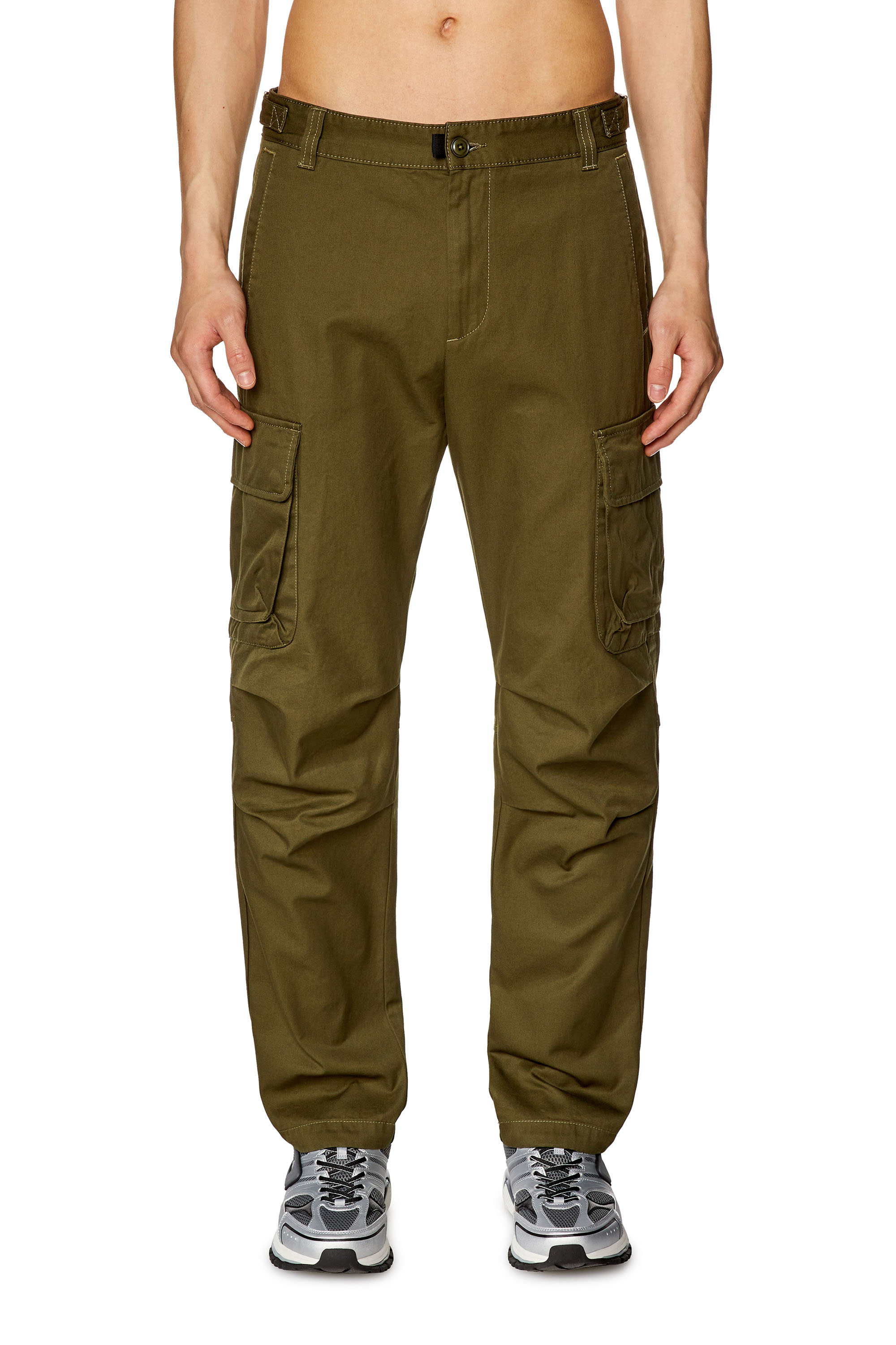 Diesel - Pantalones cargo de sarga de algodón orgánico - Pantalones - Hombre - Verde
