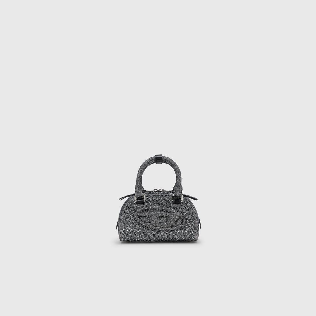 Diesel - 1DR Dome - Small bowling bag in crystal Lurex - Crossbody Bags - Woman - Black