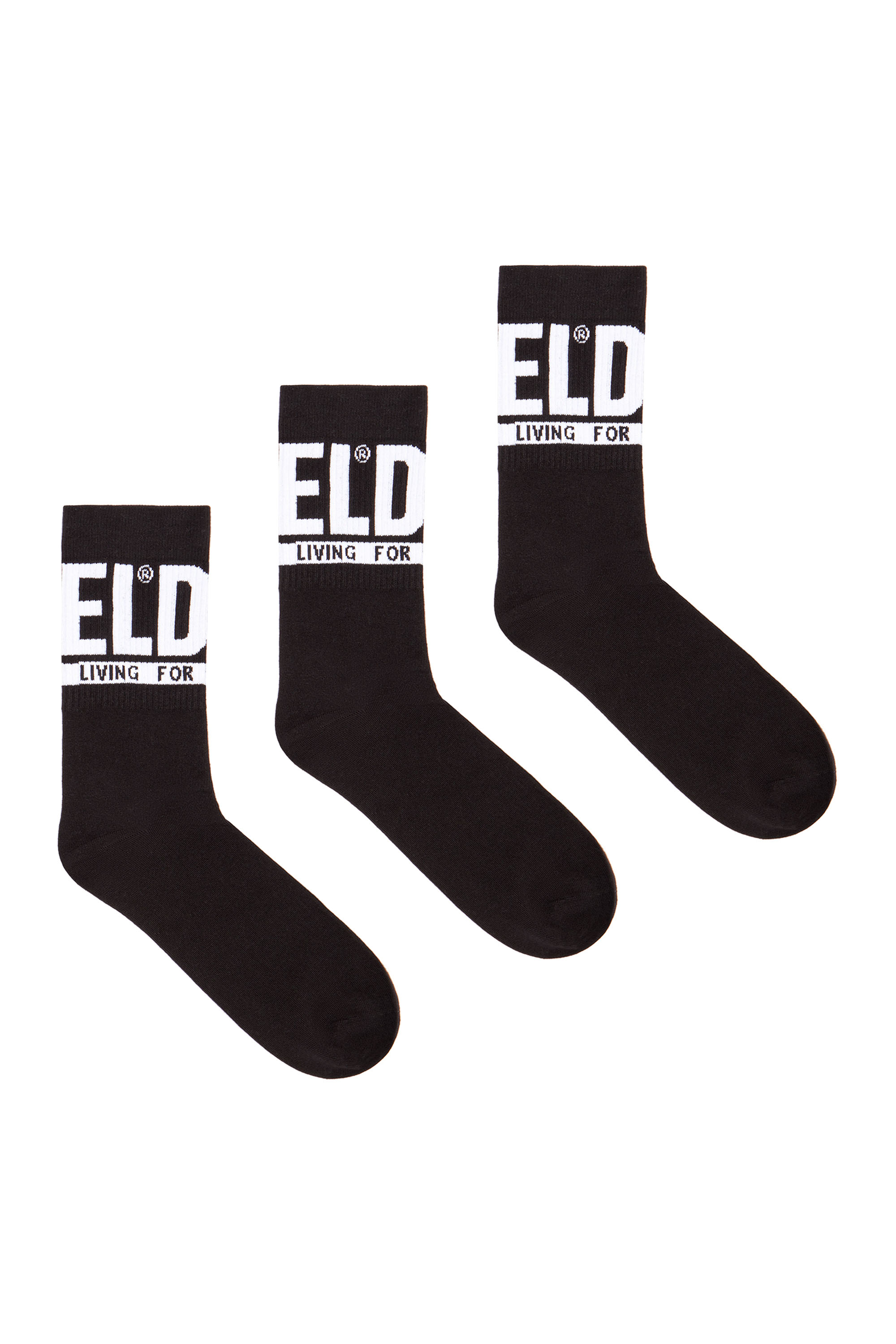 Shop Diesel 3-pack Of Logo Cuff Socks In Black