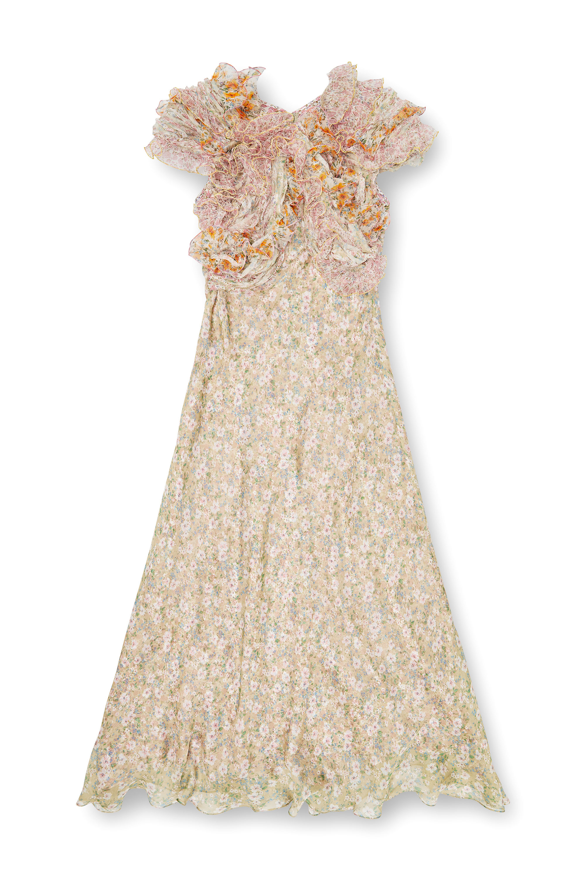 Diesel - D-FIBY, Woman's Silk dress with floral print in Beige - 3