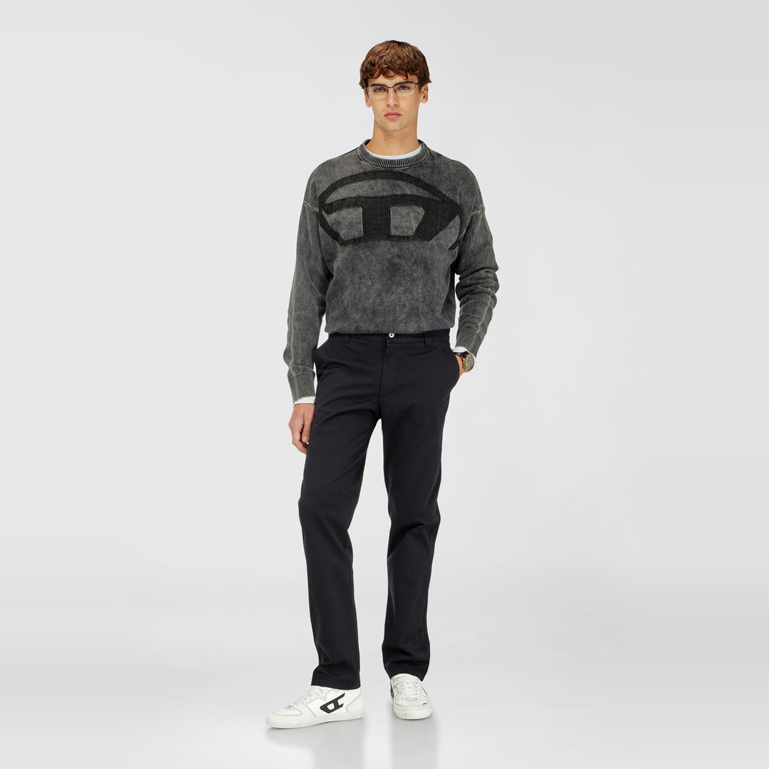 Diesel - Denim-effect jumper with Oval D logo - Knitwear - Man - Black