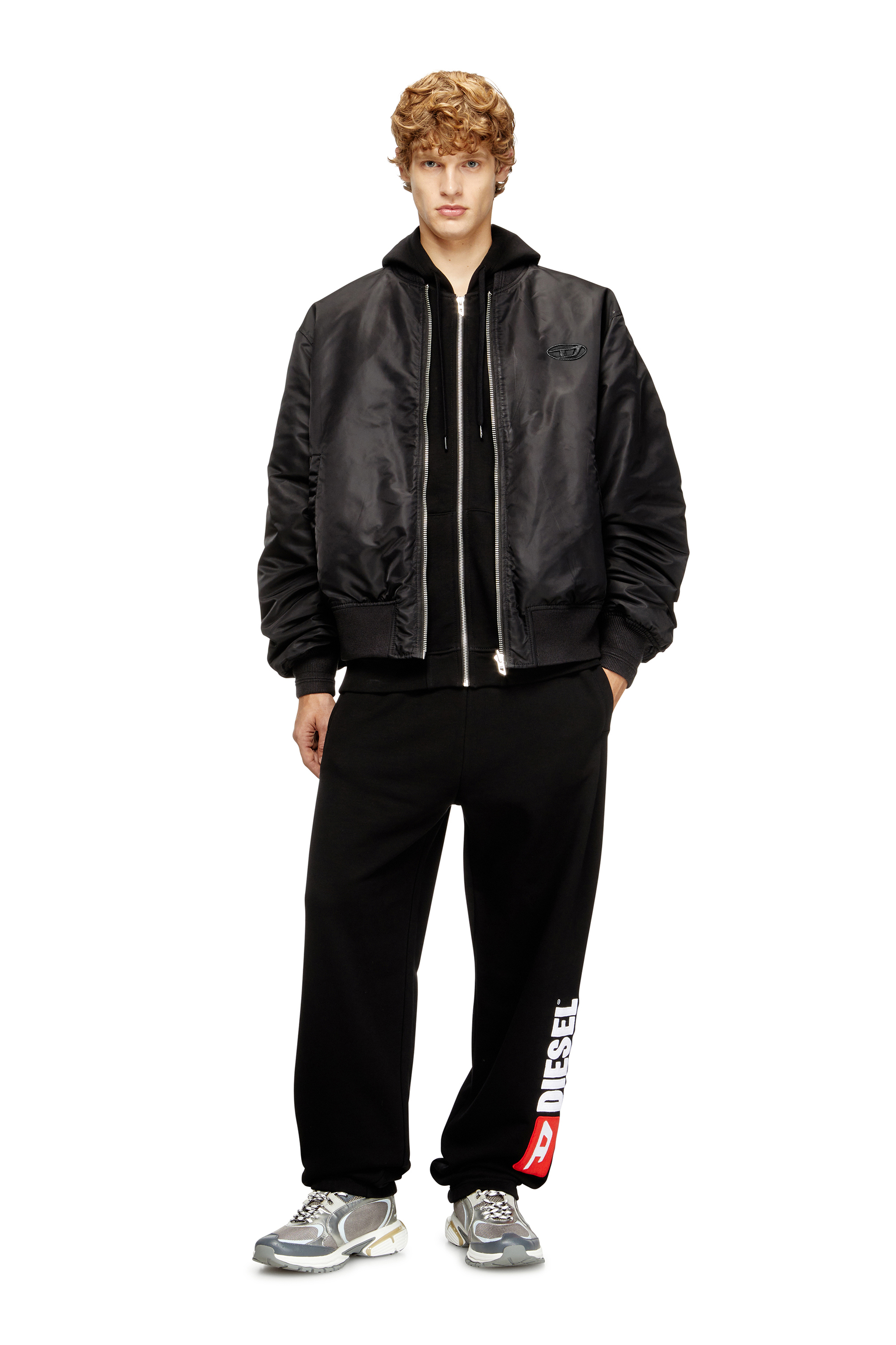 Diesel - W-TYPE-D1, Man's Padded bomber jacket with Oval D embroidery in Black - 2
