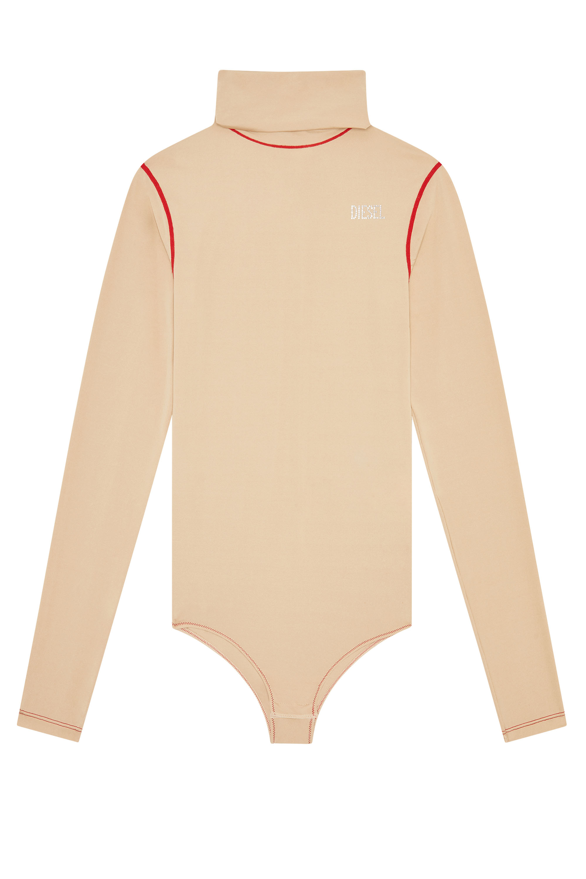 Diesel - High-neck bodysuit with rhinestone logo - Bodysuits - Woman - Pink