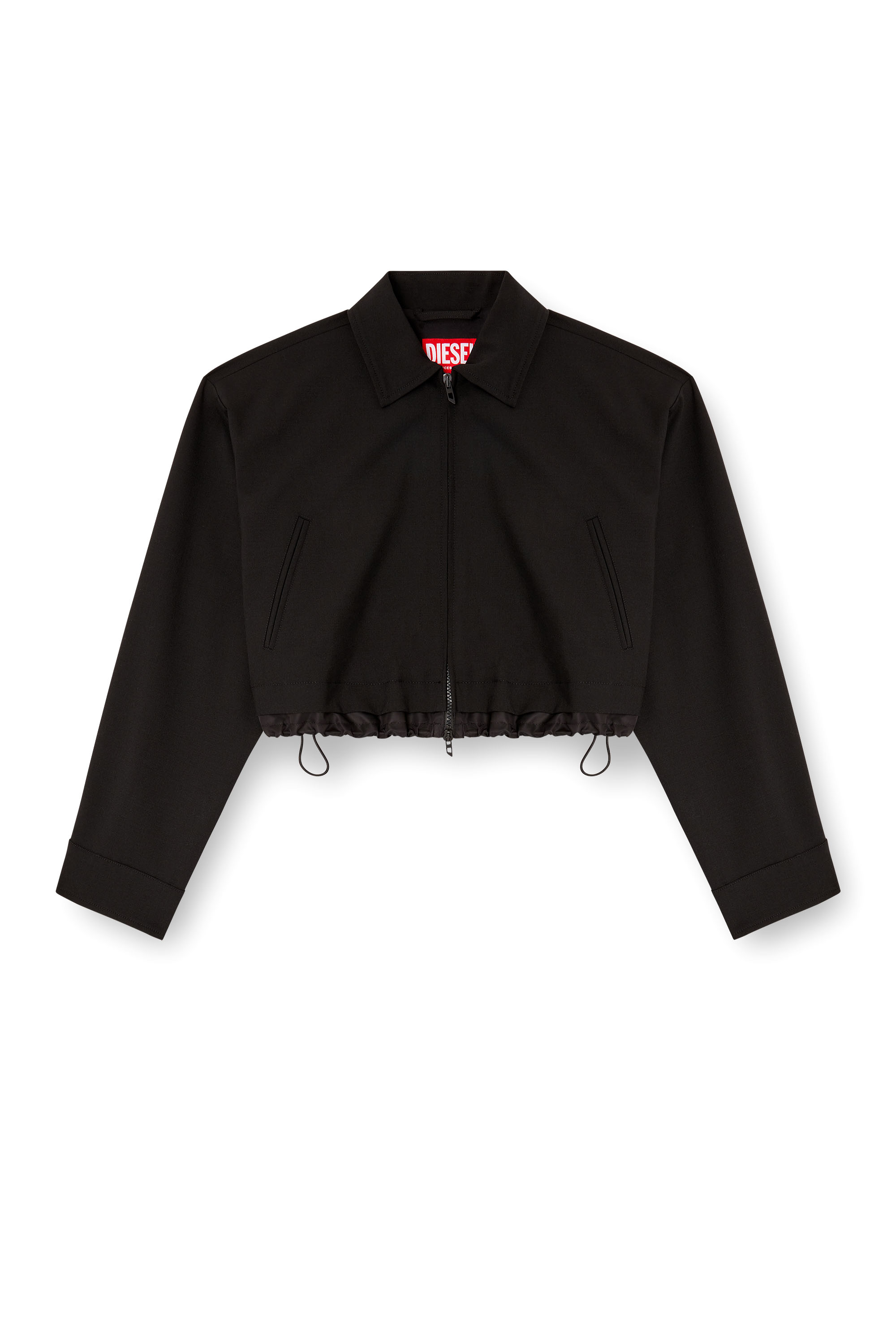 Diesel - J-TING-FEM-R2, Woman's Cropped jacket in tailoring fabric and nylon in Black - 3