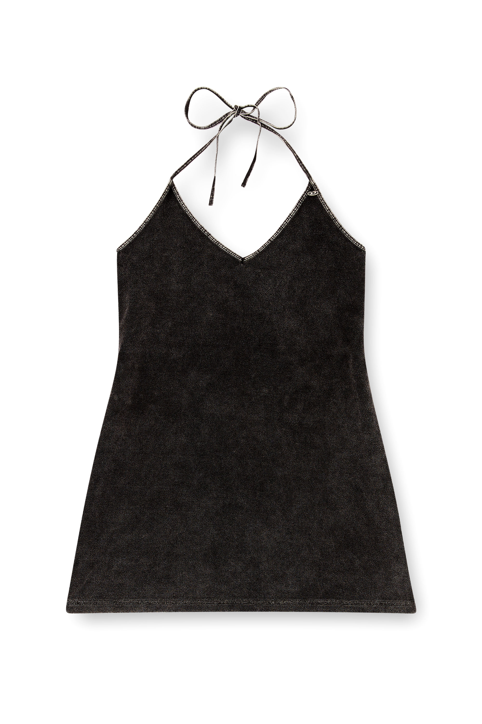 Diesel - MILVA-DNM, Woman's Mini dress in treated towelling fabric in Dark grey - 3