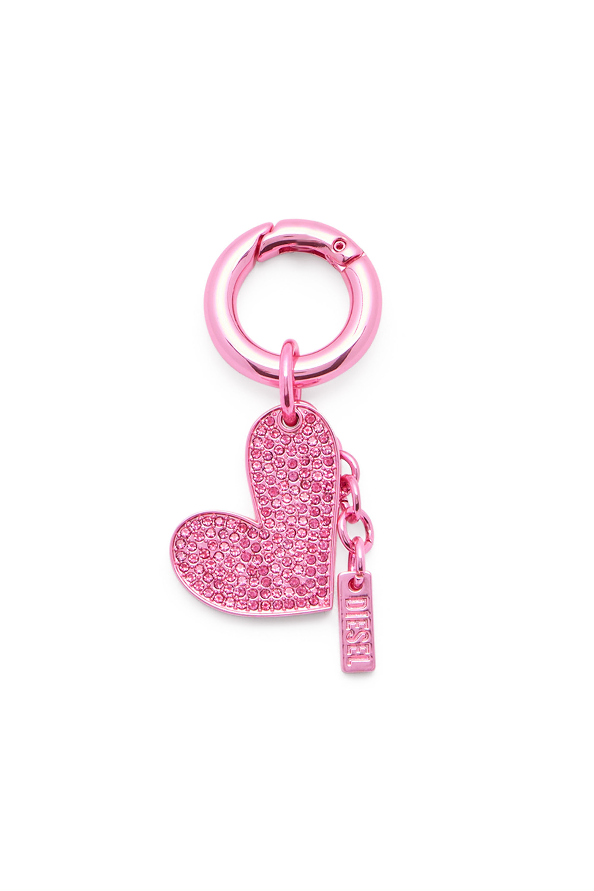 Diesel Women's Pink - Metal Heart Charm With Rhinestones - Charms And Keyrings - Woman Uni