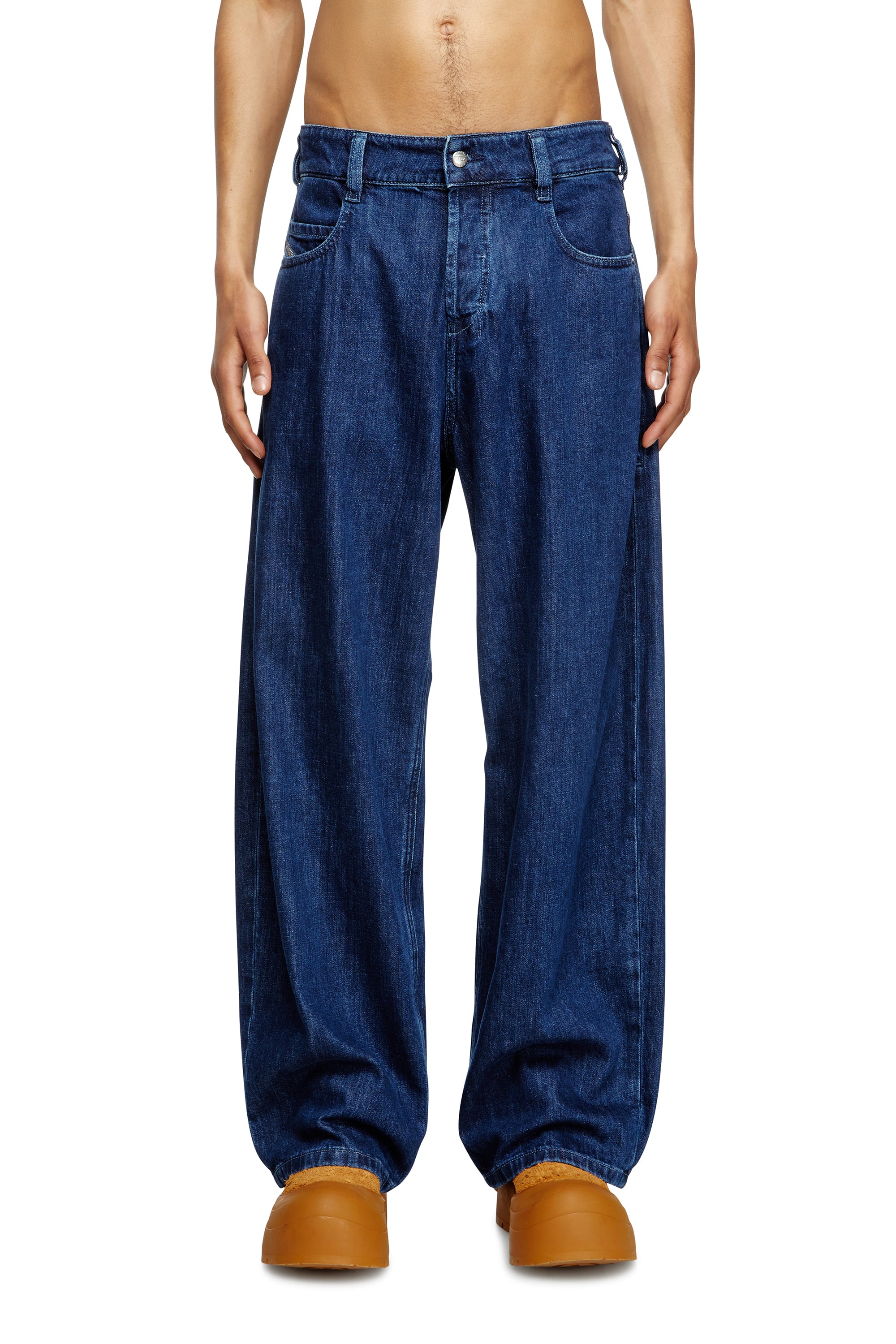 Diesel Unisex Blue Relaxed Jeans Regular Waist 1997 D-Enim-M, Dark Button Fly Size 34