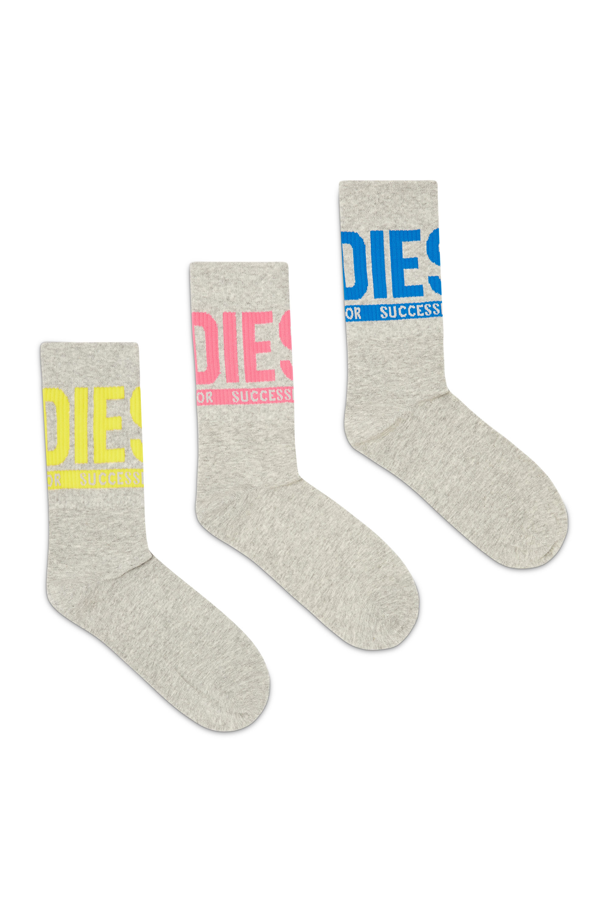 Diesel Men's Grey - Three-Pack Of Logo Cuff Socks - Socks - Man Medium
