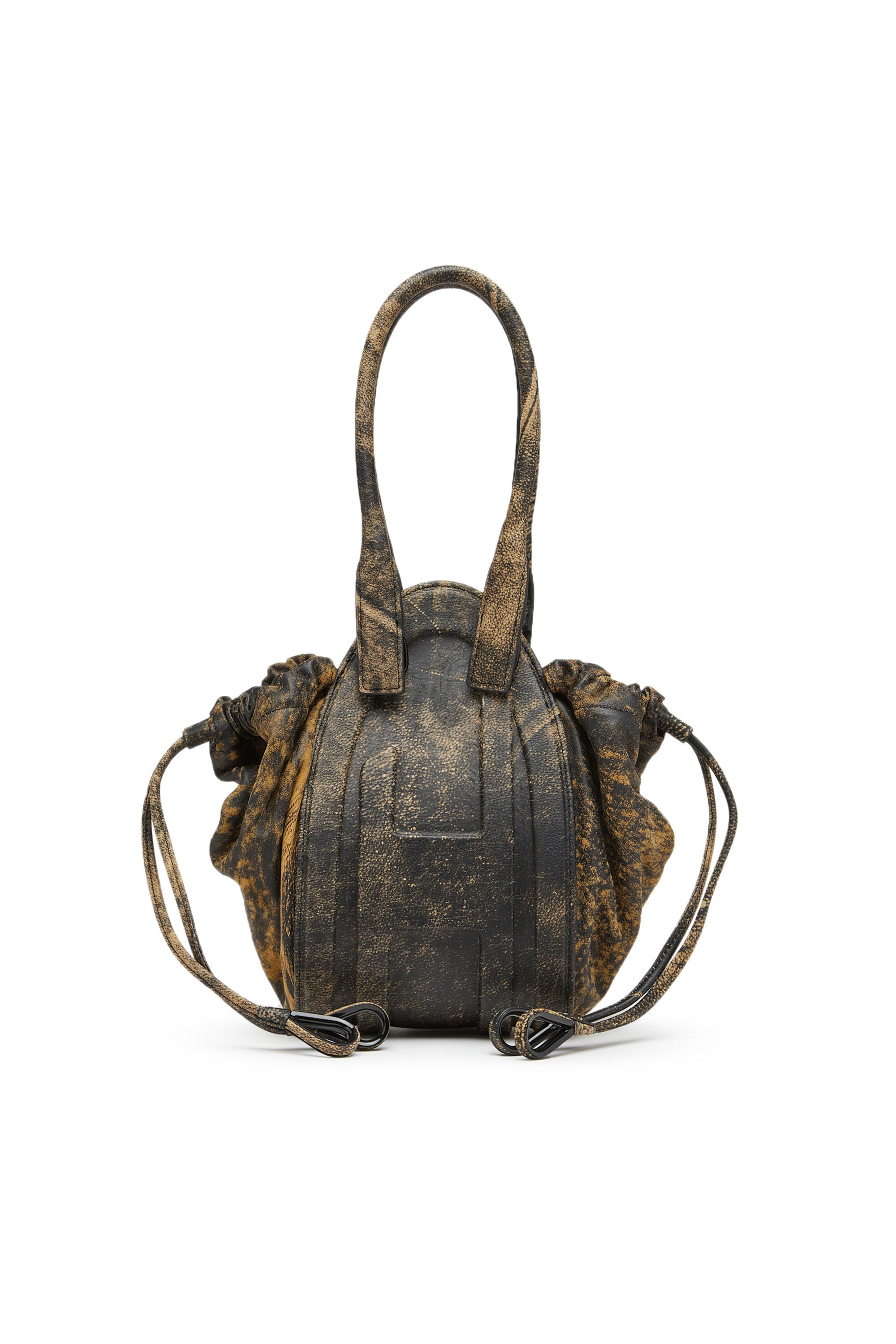 Diesel - 1DR-Fold XS - Oval logo handbag in marbled leather - Handbags - Woman - Brown