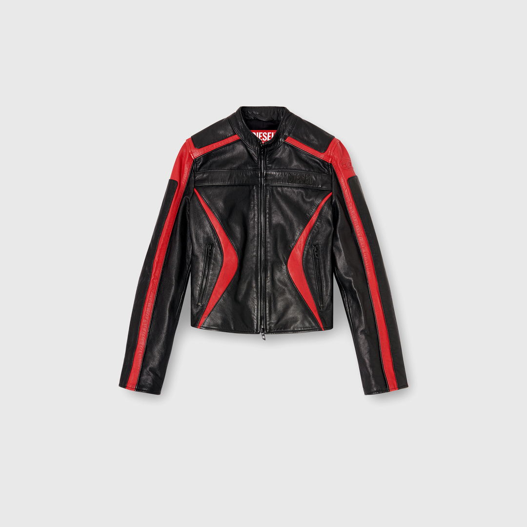Diesel - Blouson motard en cuir color-block - Vestes de cuir - Femme - Polychrome