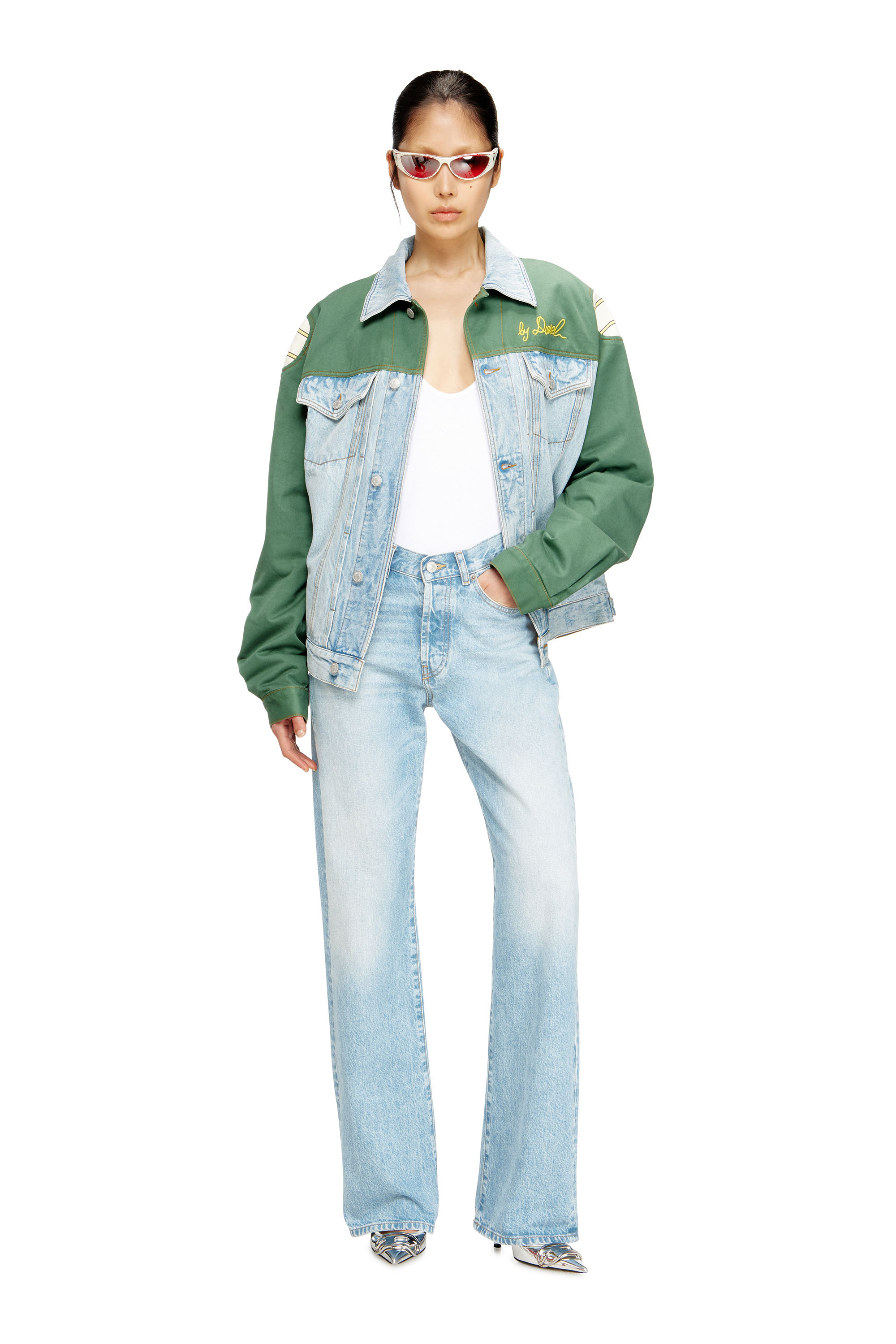 Diesel - J-GIANT-20TH, Unisex's Denim jacket with cotton insert in Green/Blue - 2