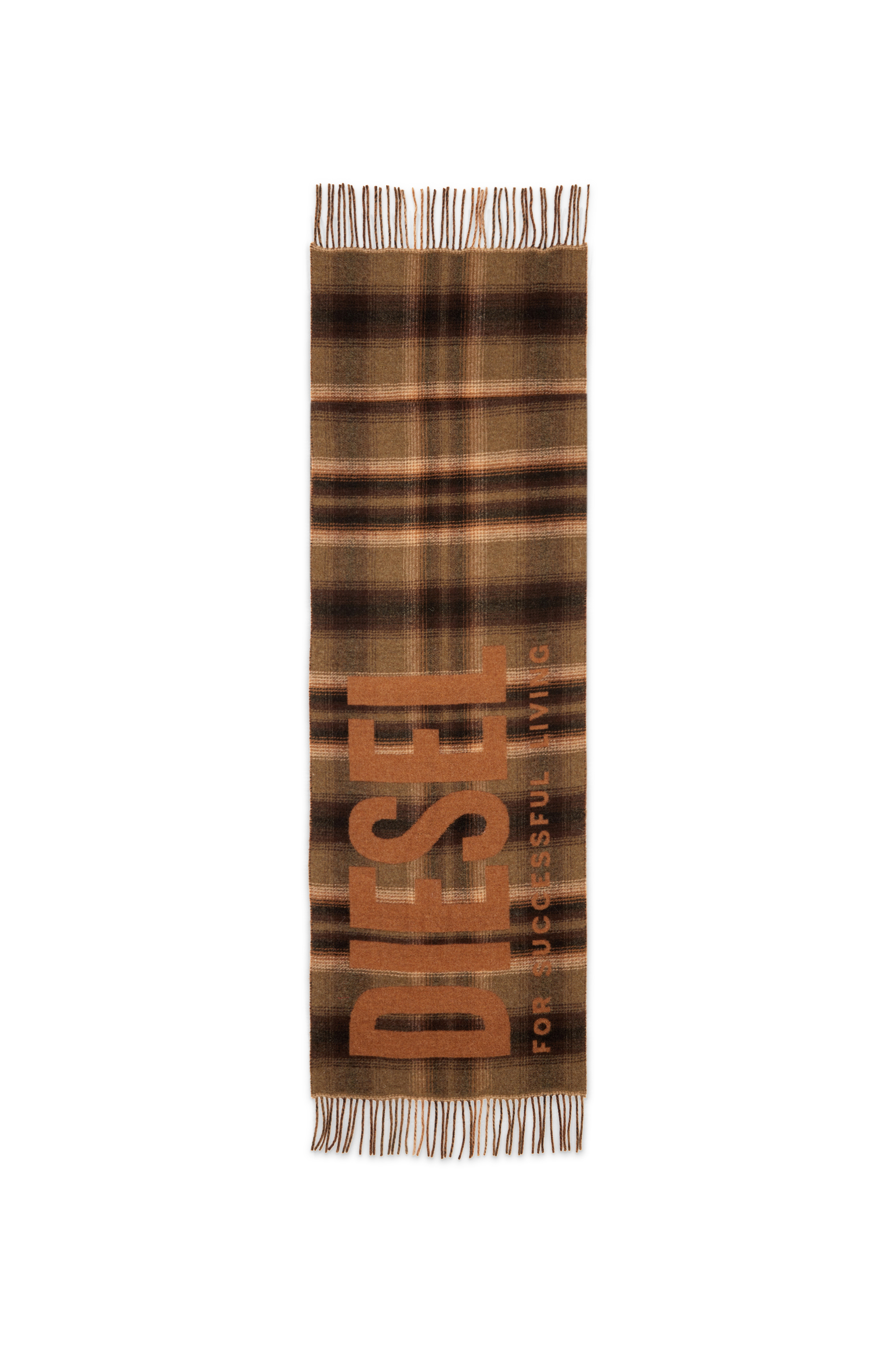 Diesel - S-CHECK, Man's Wool-blend scarf with check pattern in Brown/Beige - 2