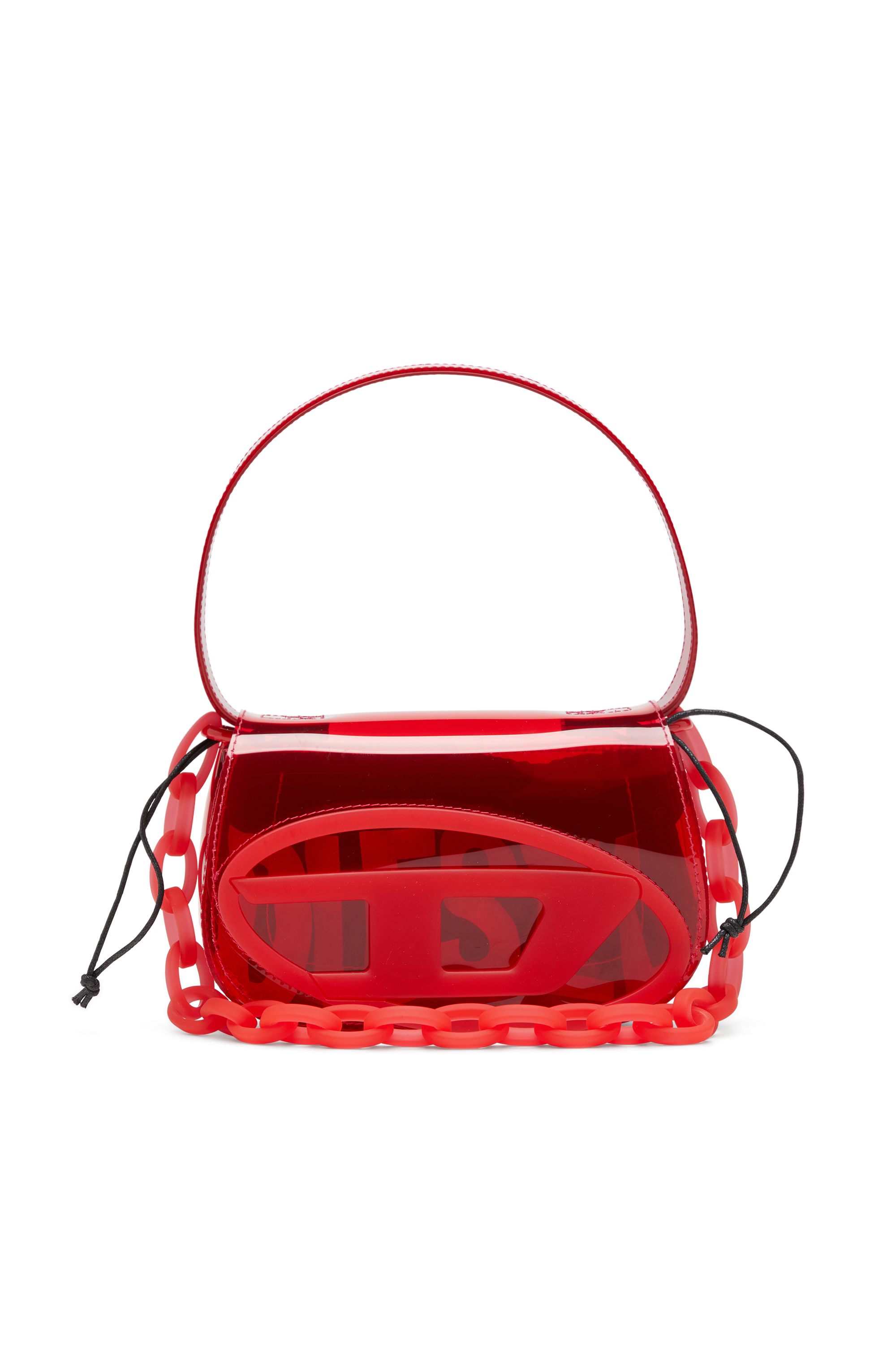 Diesel - 1DR-Iconic shoulder bag in transparent TPU - Shoulder Bags - Woman - Red