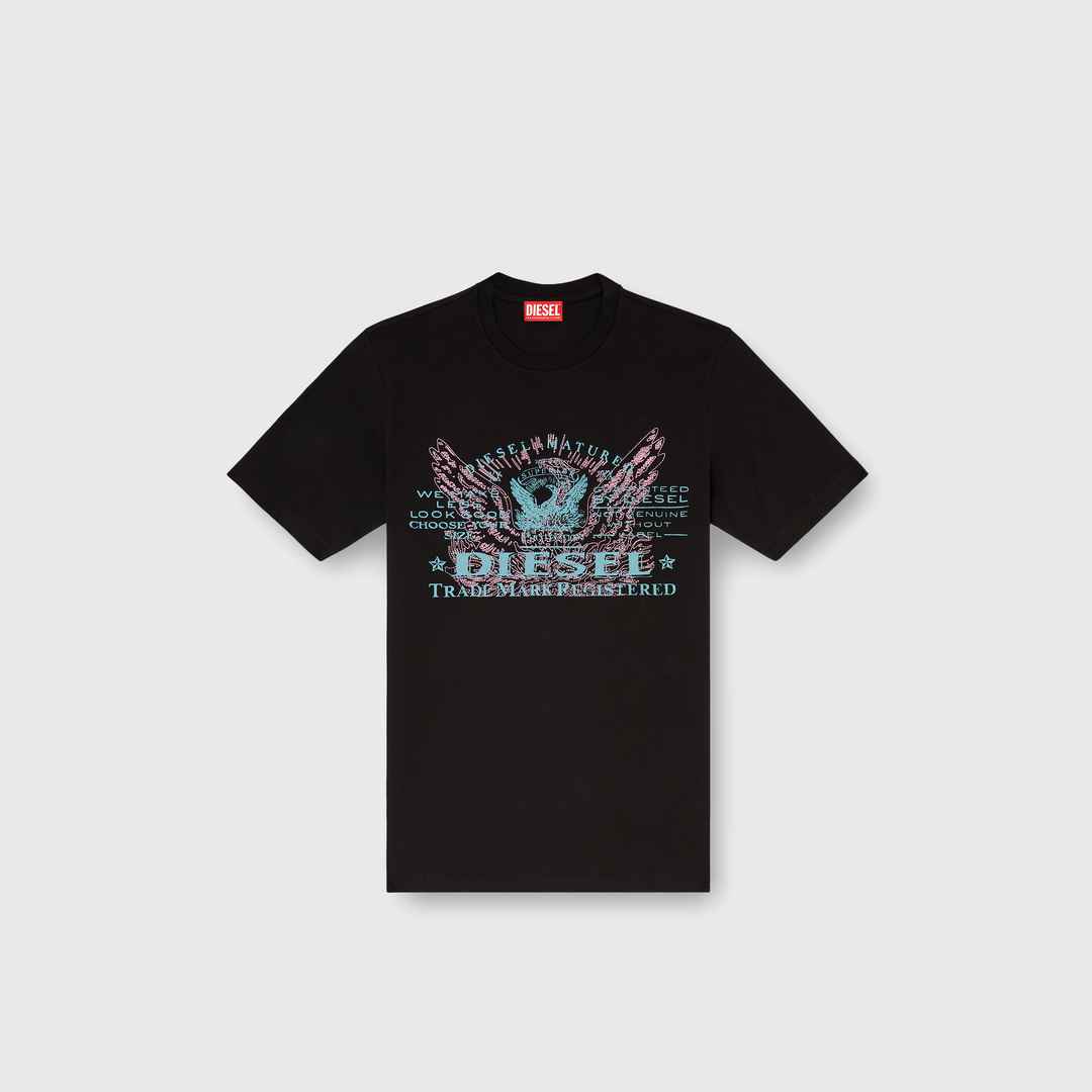 Diesel - T-shirt en coton avec imprimé graphique - T-Shirts - Homme - Noir