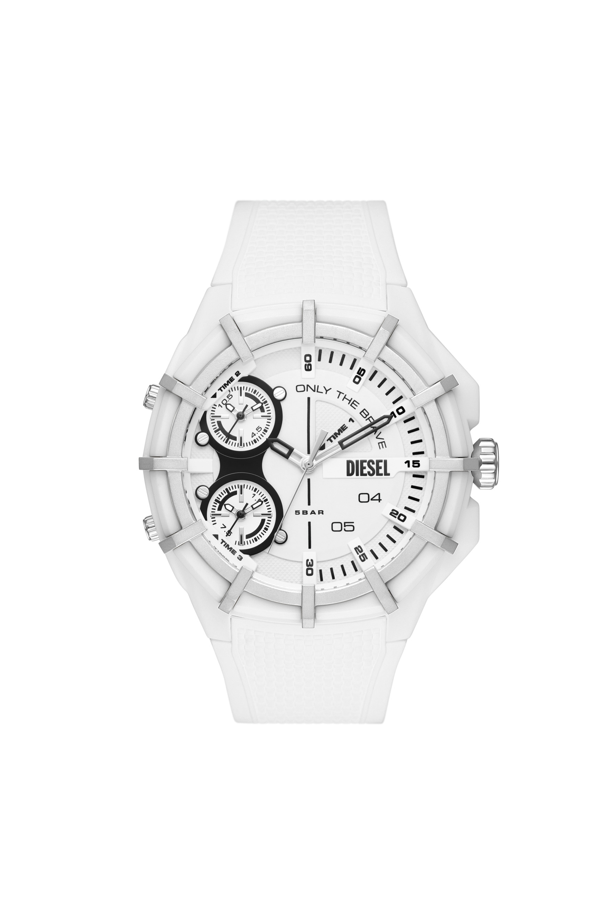 Diesel Men's Chronograph Framed White Silicone Strap Watch 51mm