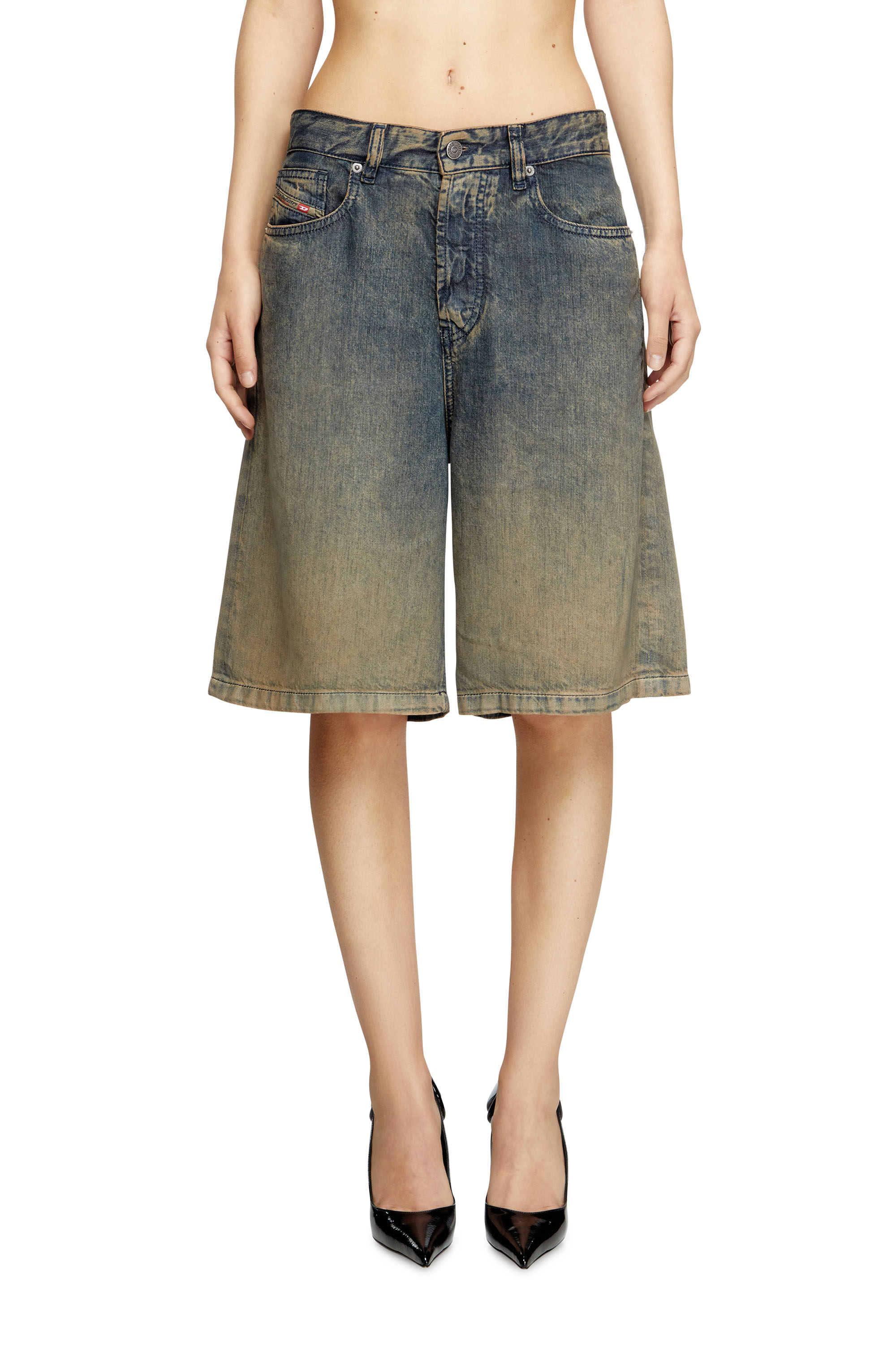 Diesel - Shorts in fluid shaded denim - Shorts - Woman - Blue