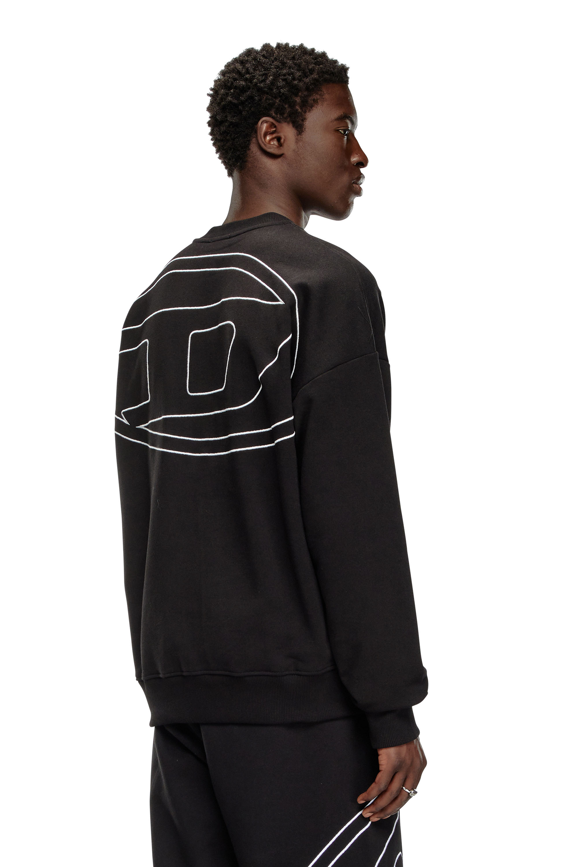 Diesel Mužský Čierna - Sweatshirt With Logo Embroidery - Sweaters - Man Extra Veľký