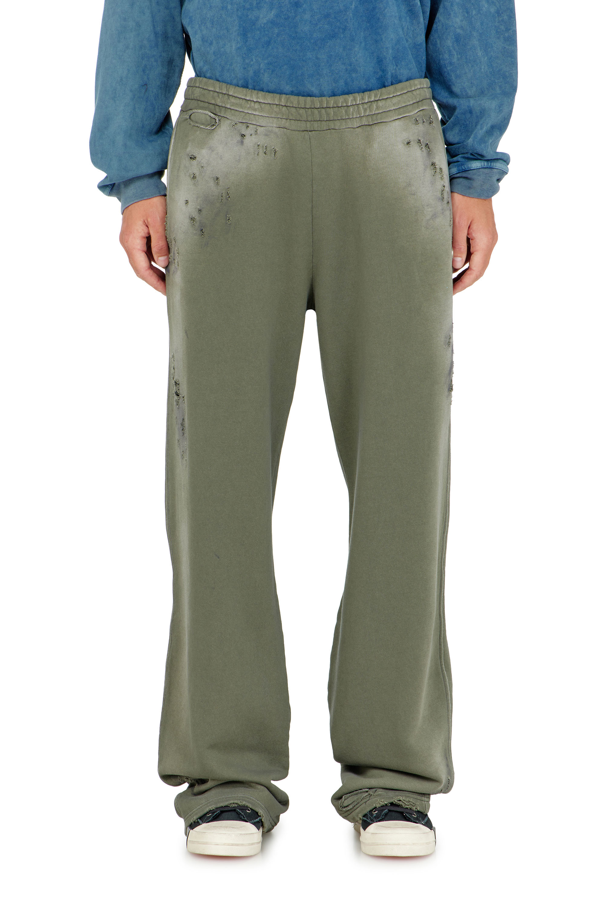 Diesel - Cotton sweatpants with destroyed effect - Pants - Man - Green