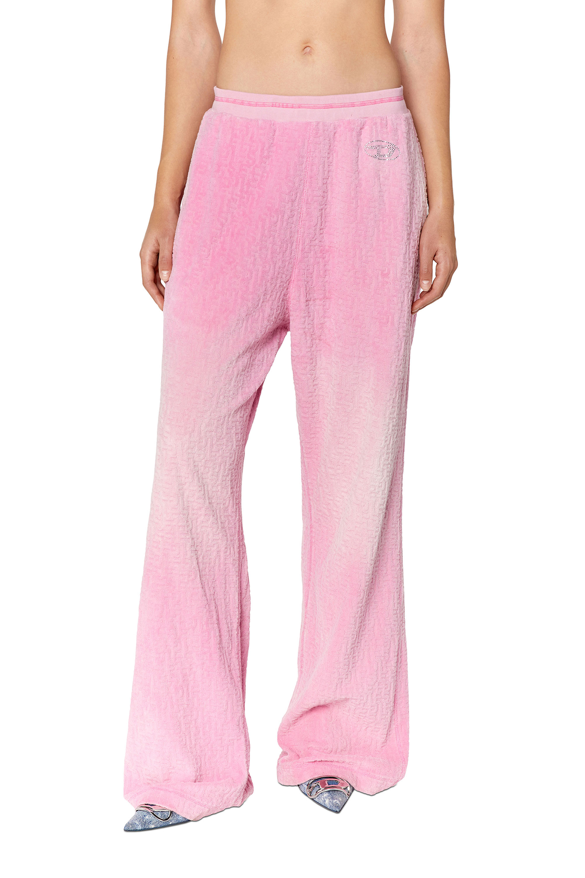 Diesel - Wide pants in monogram chenille - Pants - Woman - Pink