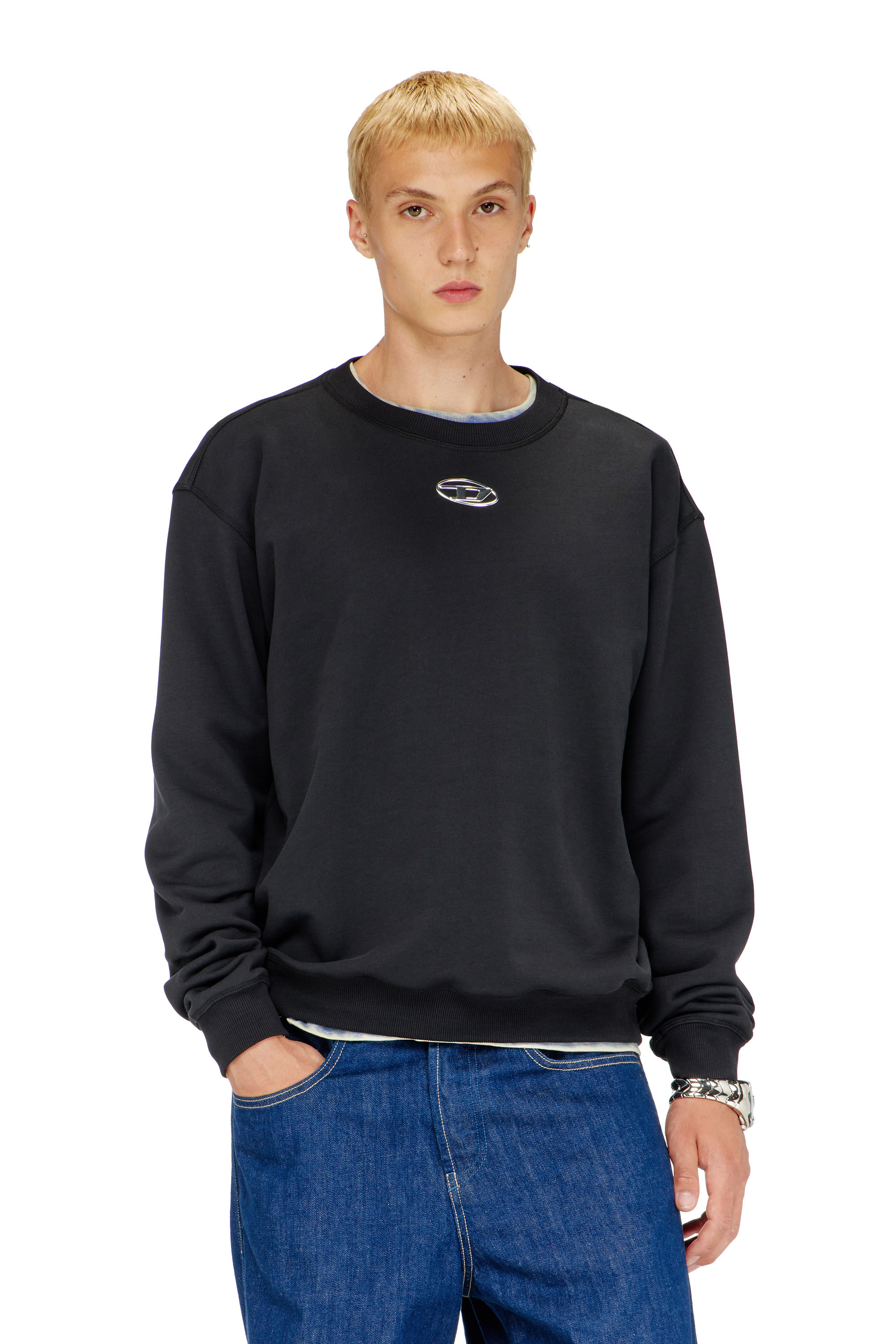 Diesel Nero Uomo - Felpa Regular Con Oval D Metallico - Felpe 3XL